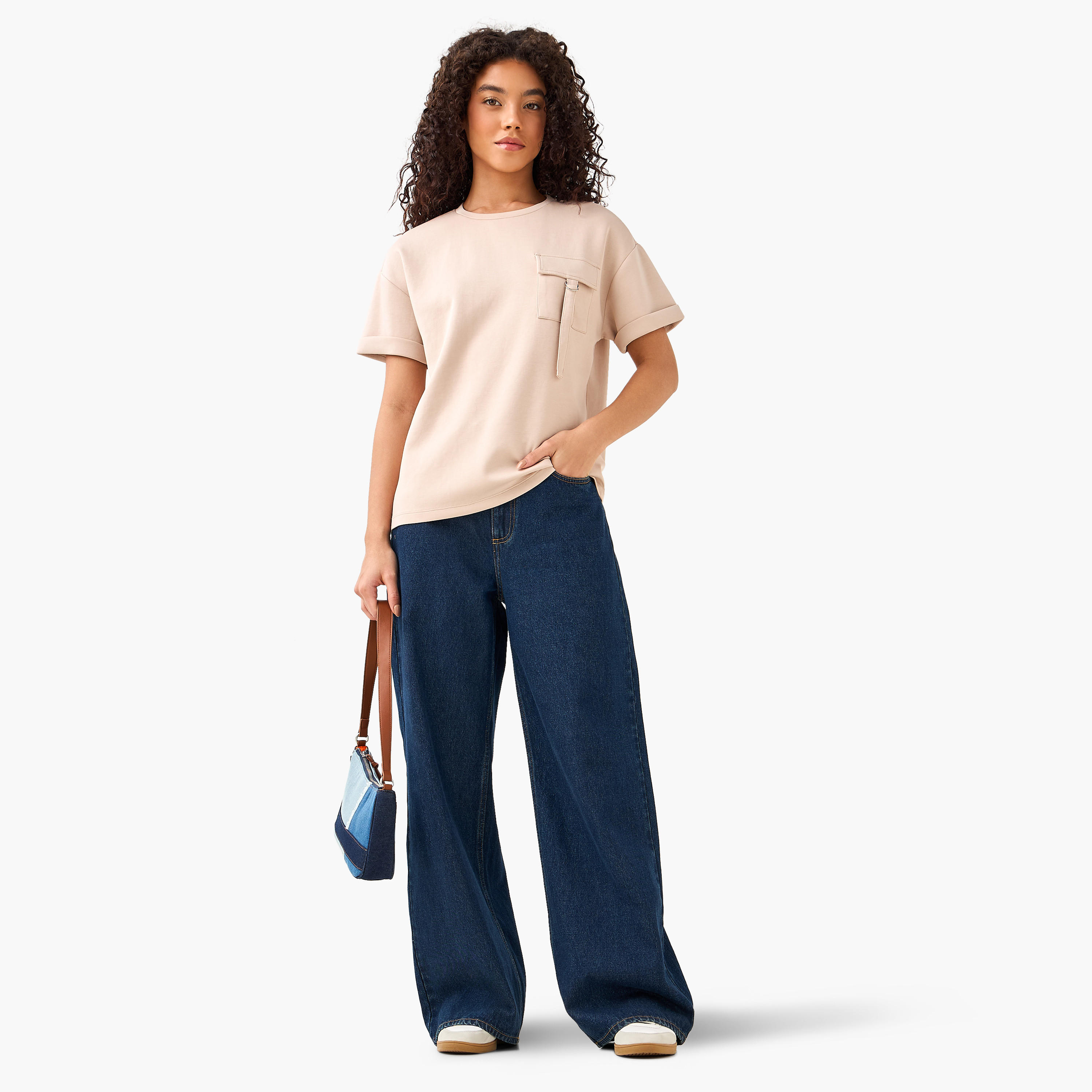 Boxy Modal Blend T-shirt with Utility Pocket-women-clothing-coordsets-image-3