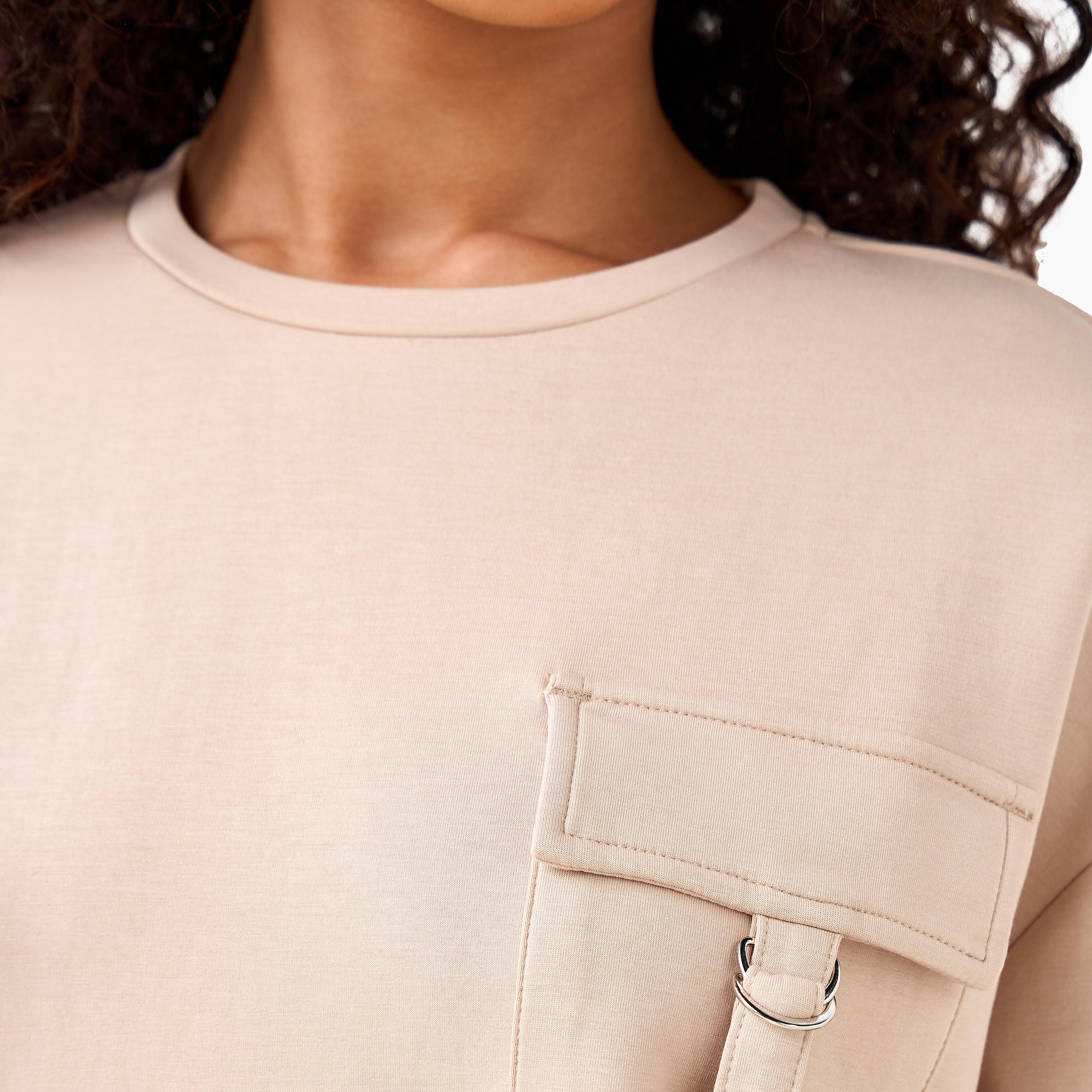 Boxy Modal Blend T-shirt with Utility Pocket-women-clothing-coordsets-image-4