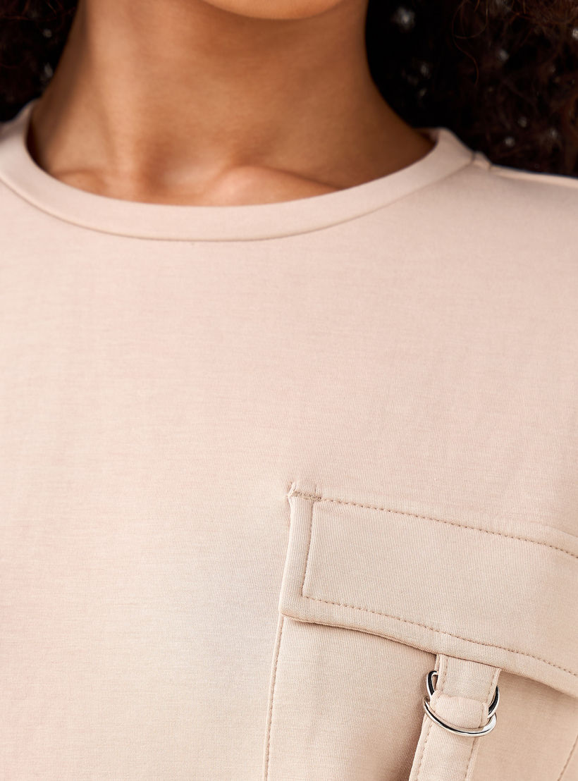 تيشيرت بقصّة مربّعة من مزيج المودال مع جيب عملي-women-clothing-coordsets-image-3