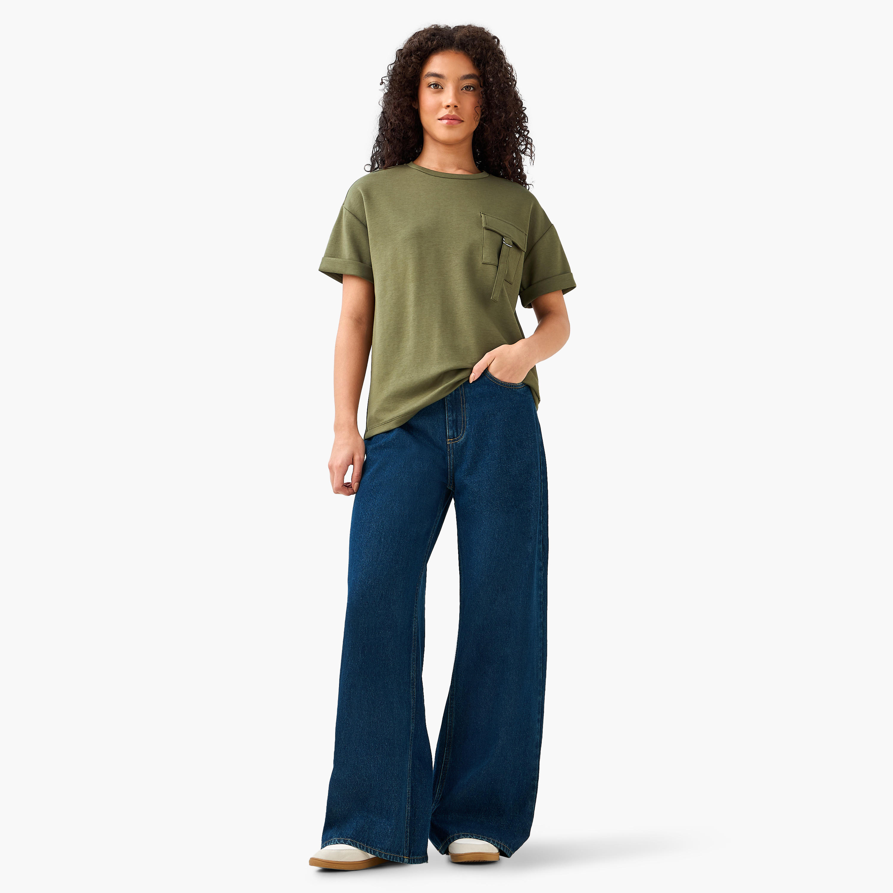 Boxy Modal Blend T-shirt with Utility Pocket-women-clothing-coordsets-image-3