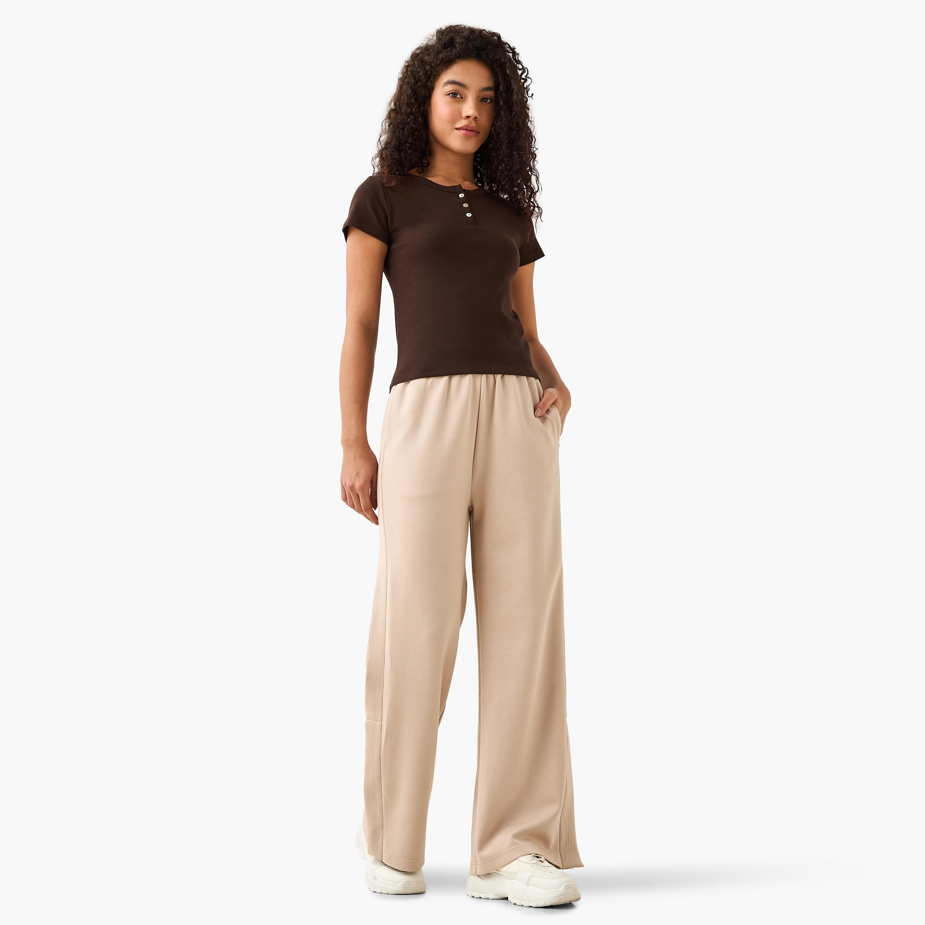 Mid-Rise Wide Leg Pants with Pockets-women-clothing-coordsets-image-3