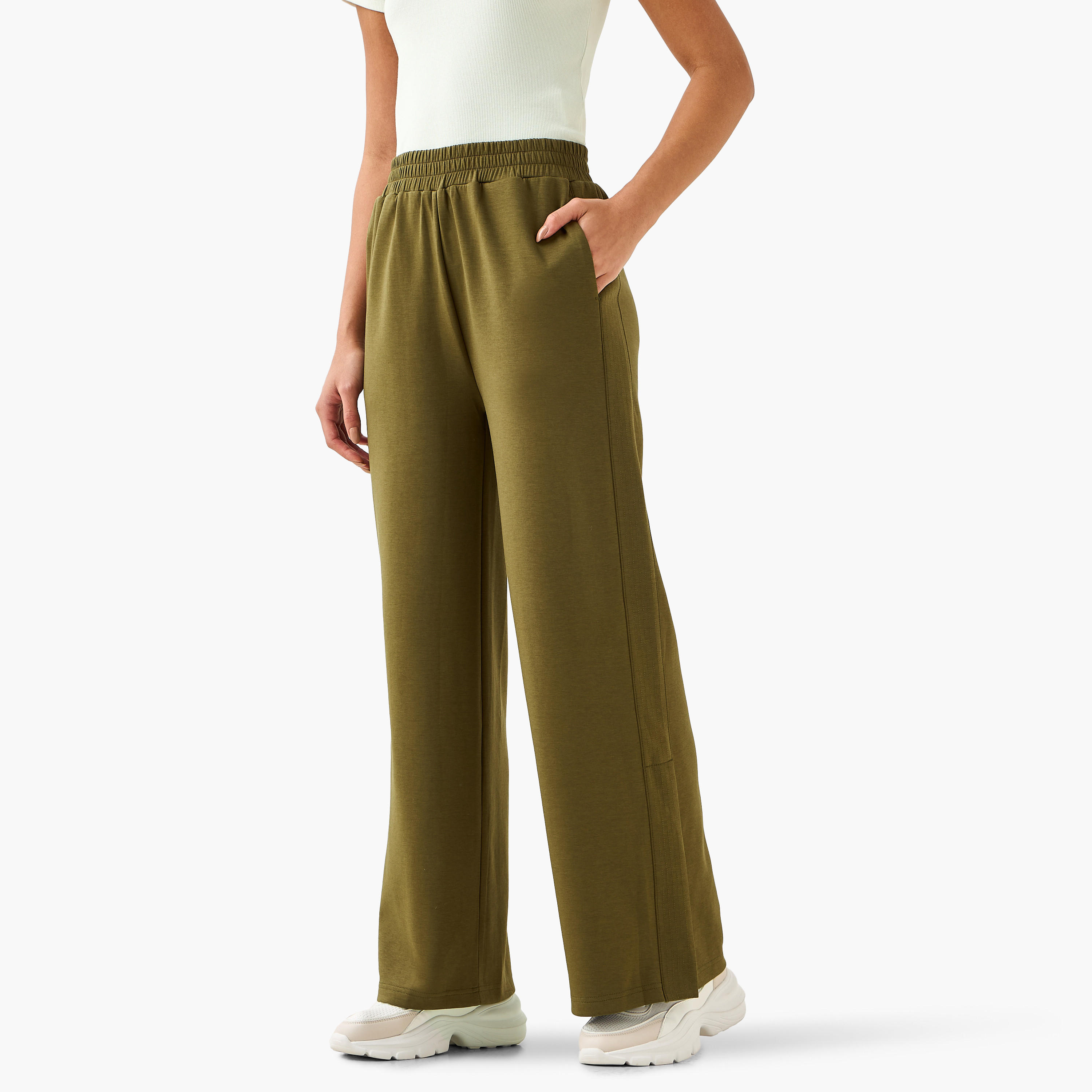 Mid-Rise Wide Leg Pants with Pockets-women-clothing-coordsets-image-2