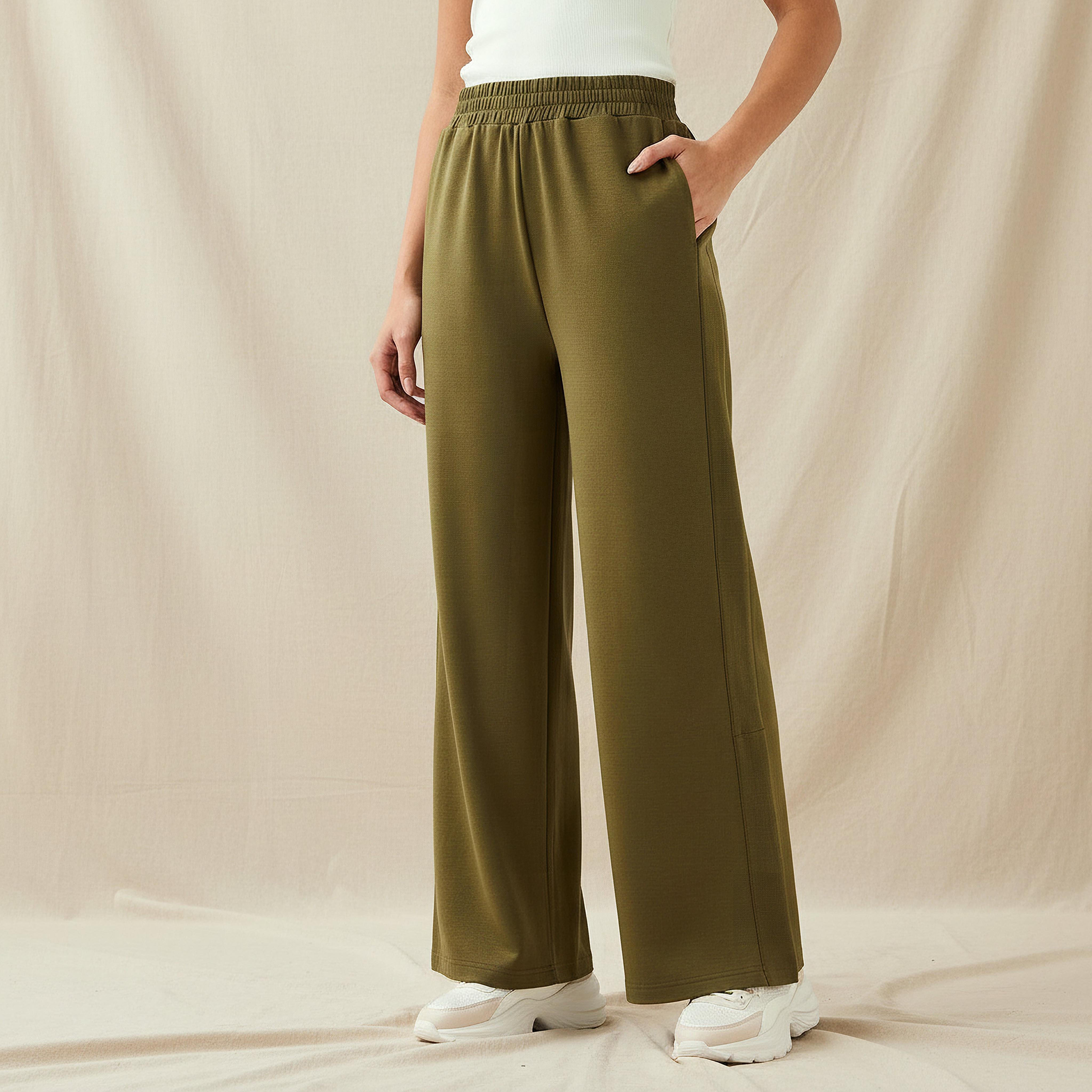 Mid-Rise Wide Leg Pants with Pockets-women-clothing-coordsets-image-1