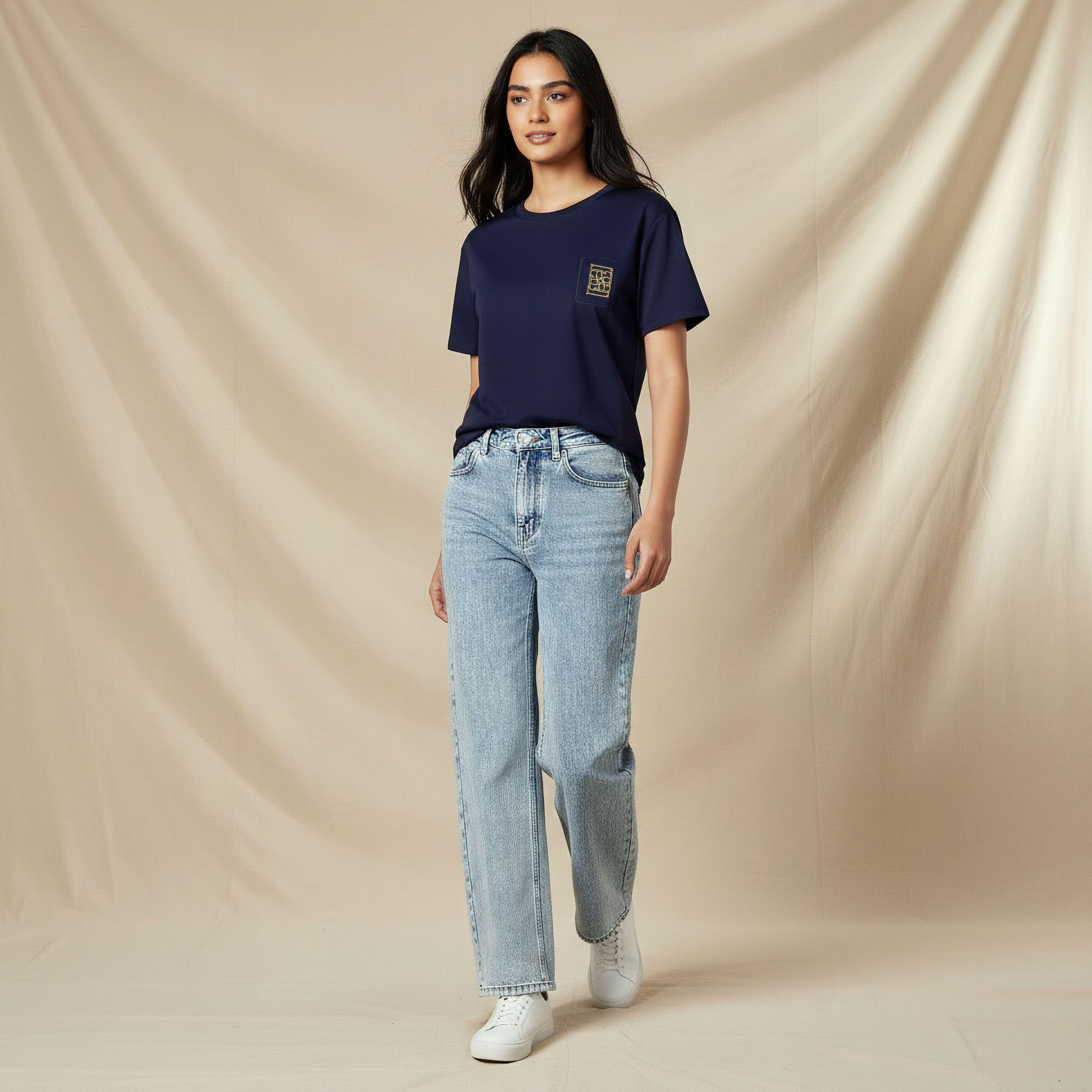 Regular Fit T-shirt with Metal Applique Detail-women-clothing-tshirts-image-2