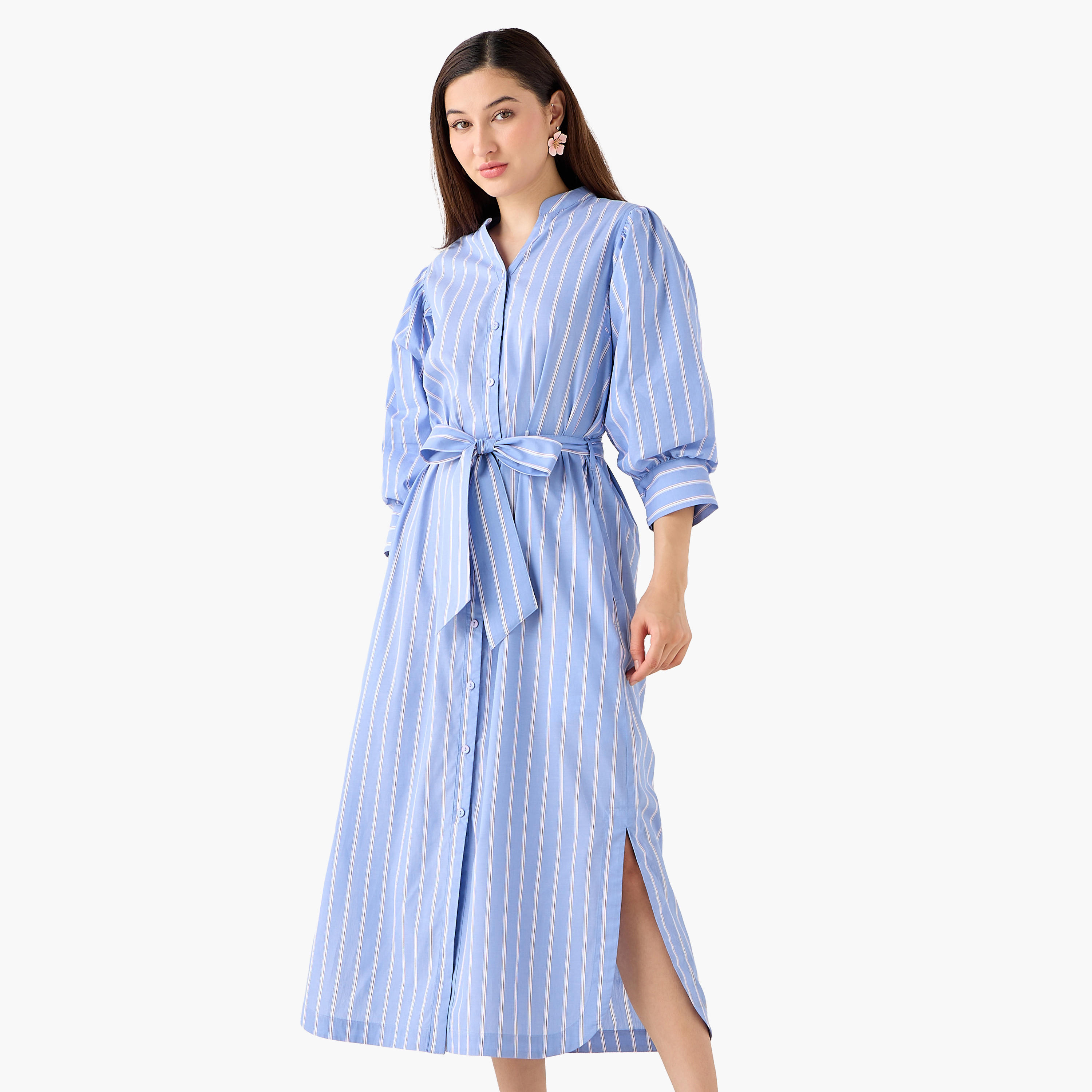 فستان قميص قطن مخطط وبحزام-women-clothing-dresses-image-3