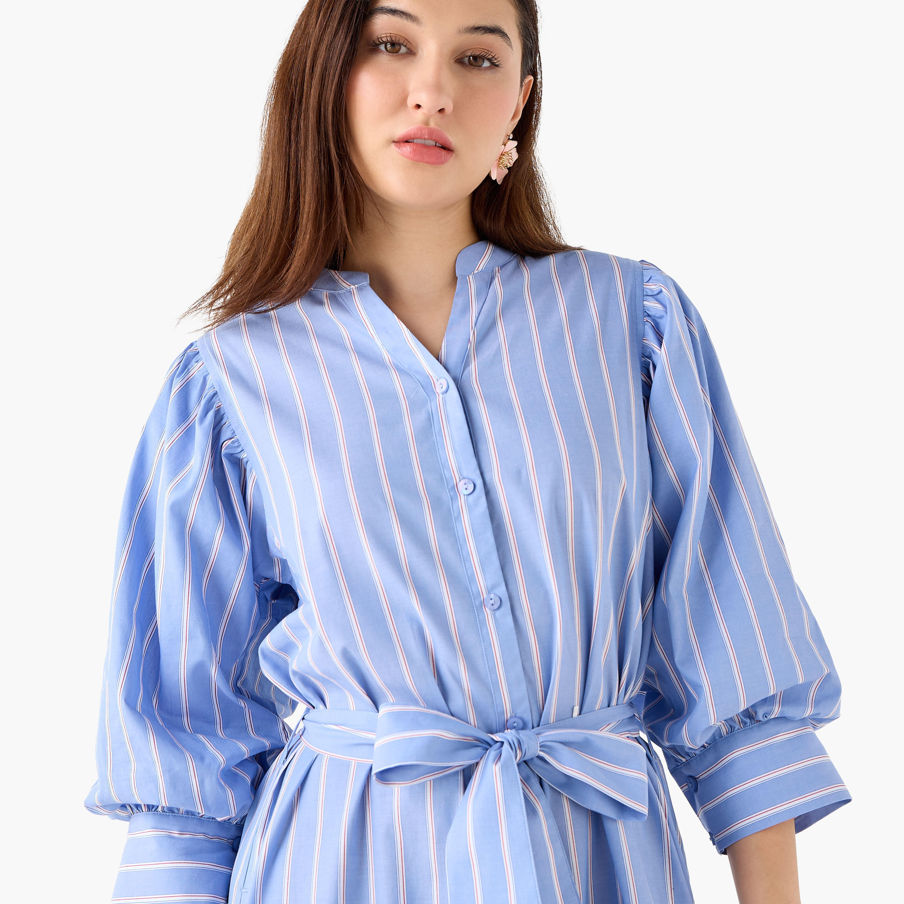 فستان قميص قطن مخطط وبحزام-women-clothing-dresses-image-7