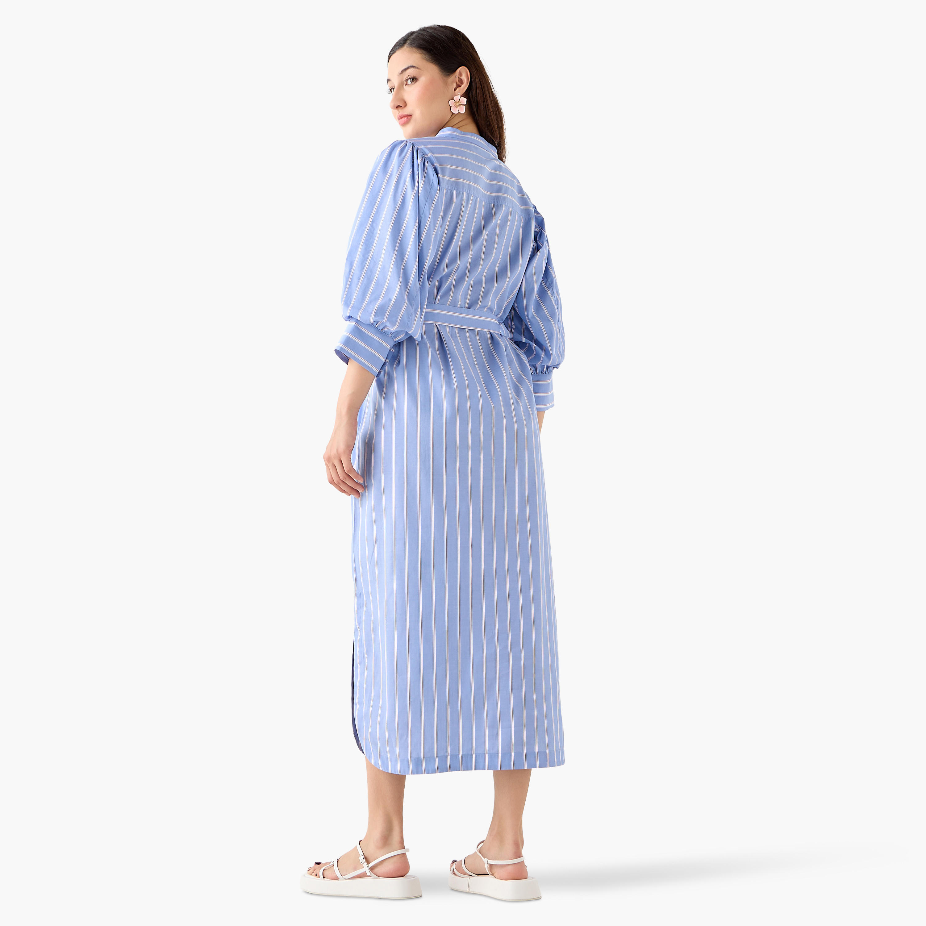 فستان قميص قطن مخطط وبحزام-women-clothing-dresses-image-5