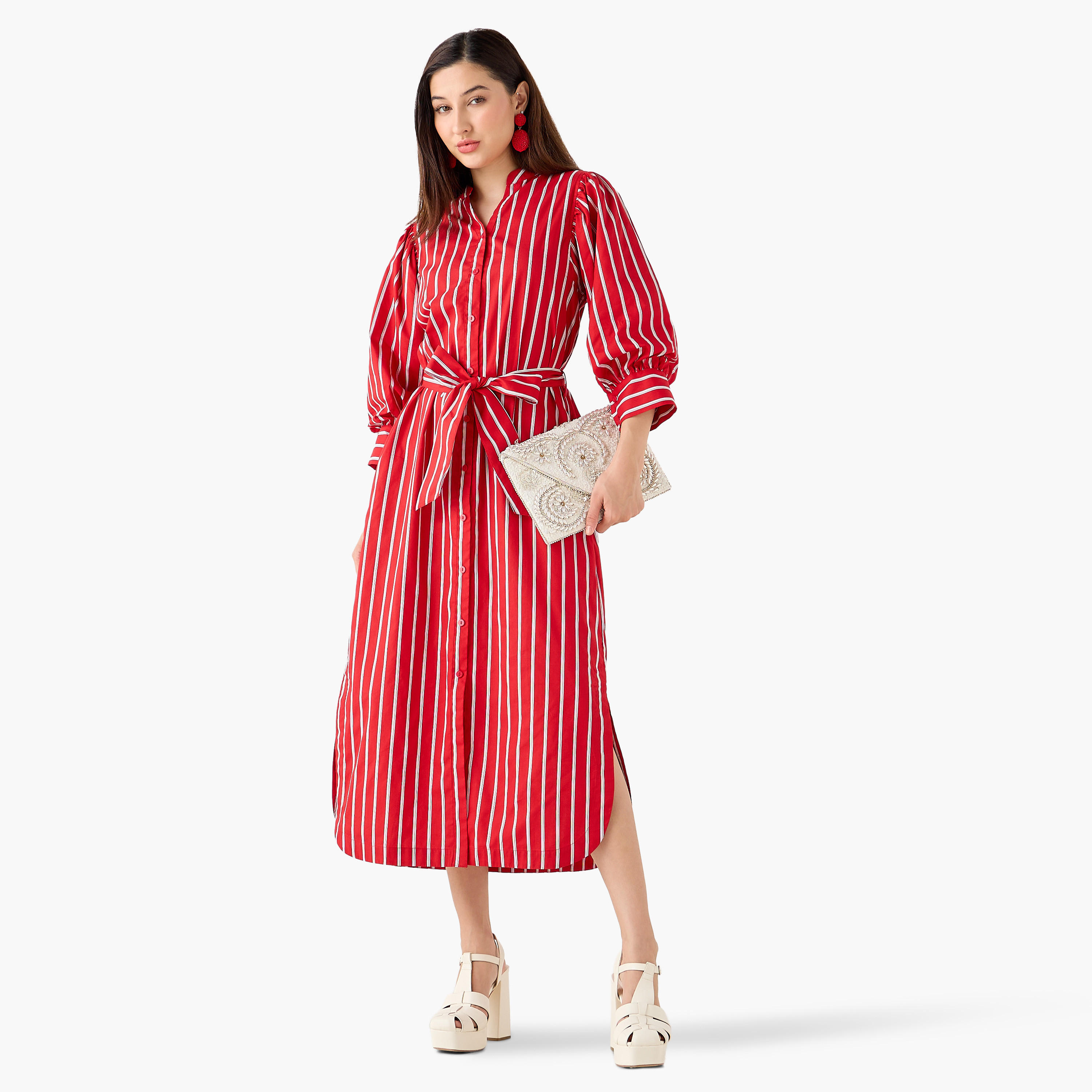 فستان قميص قطن مخطط وبحزام-women-clothing-dresses-image-4