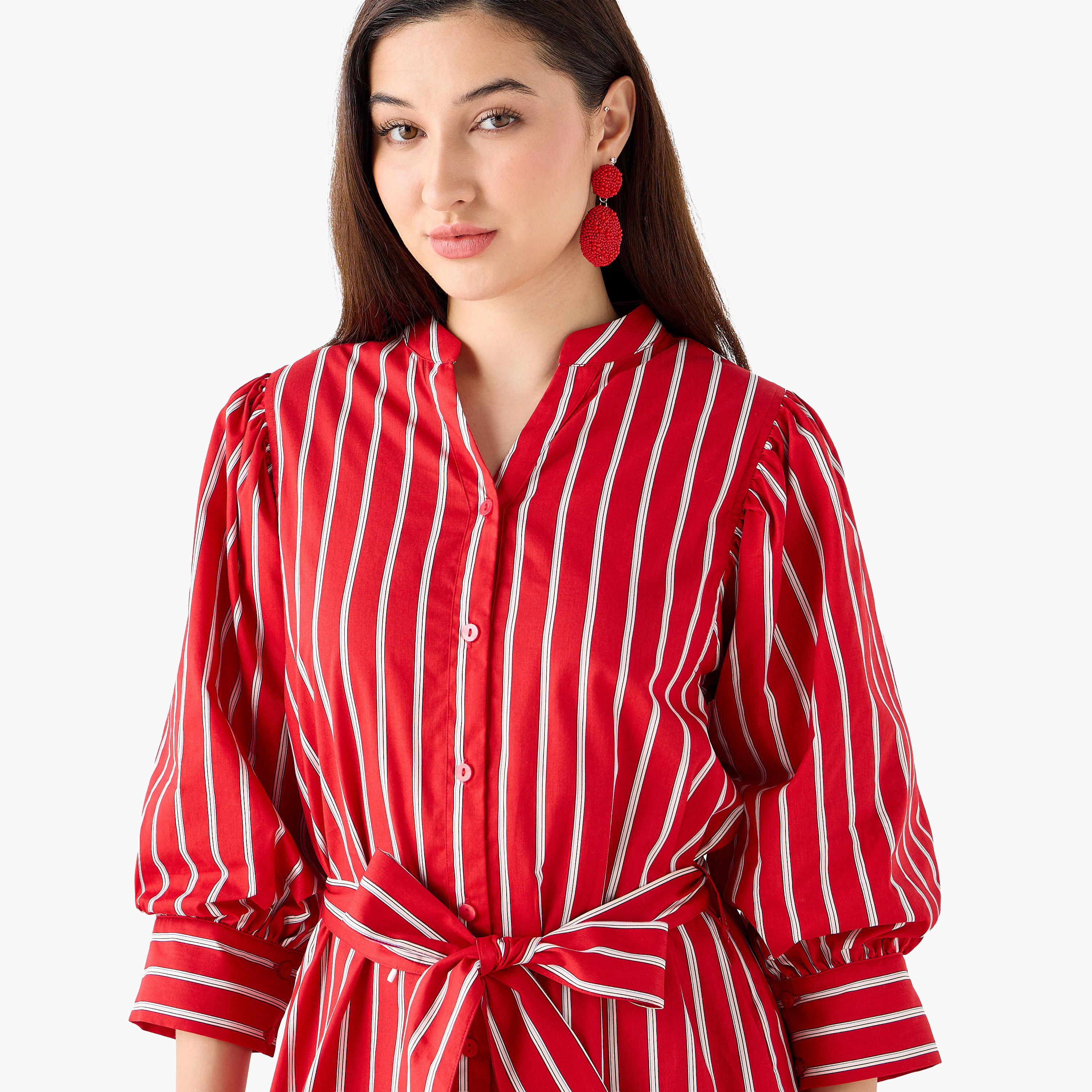 فستان قميص قطن مخطط وبحزام-women-clothing-dresses-image-7