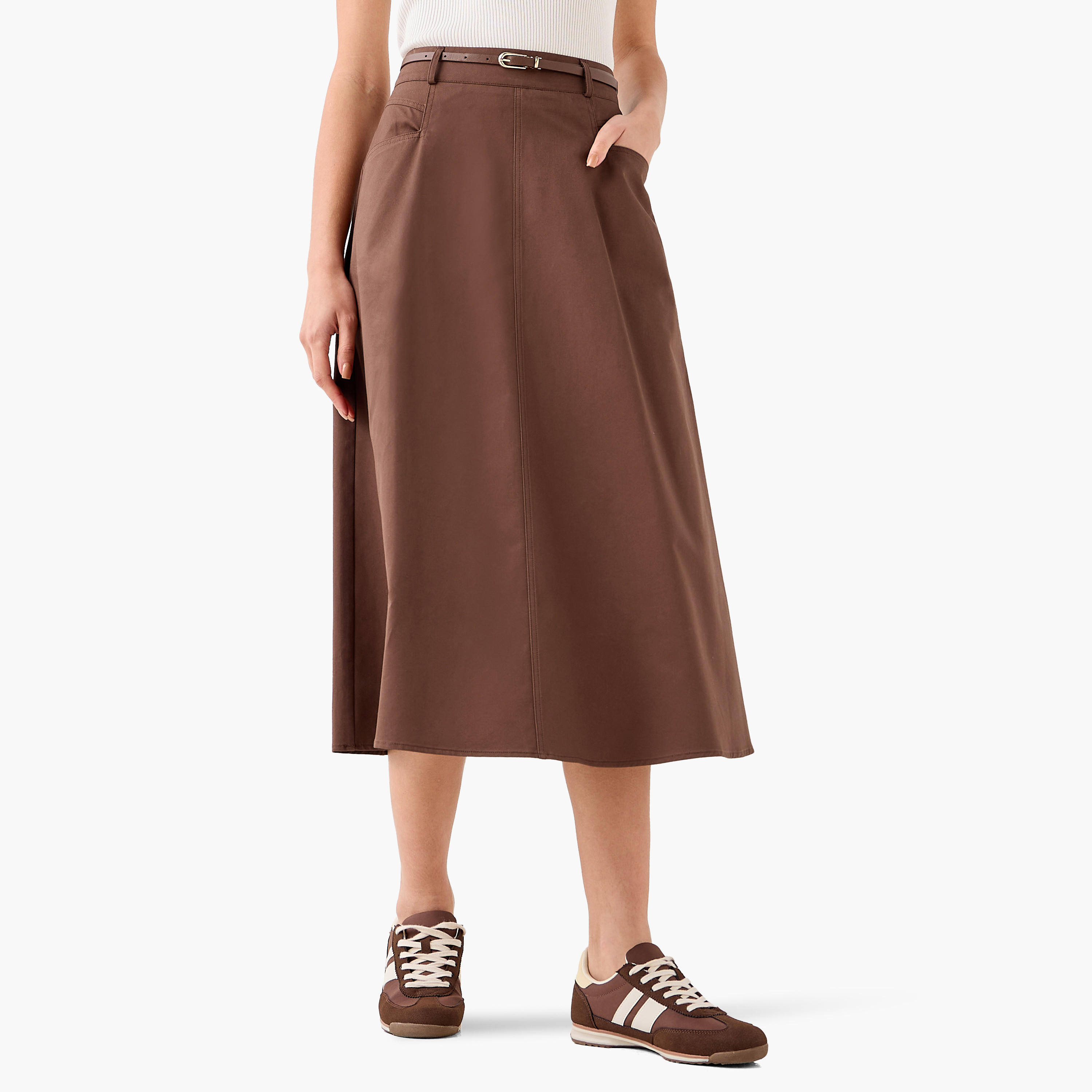 تنورة ميدي قطن بحزام وجيوب-women-clothing-bottoms-skirts-image-2