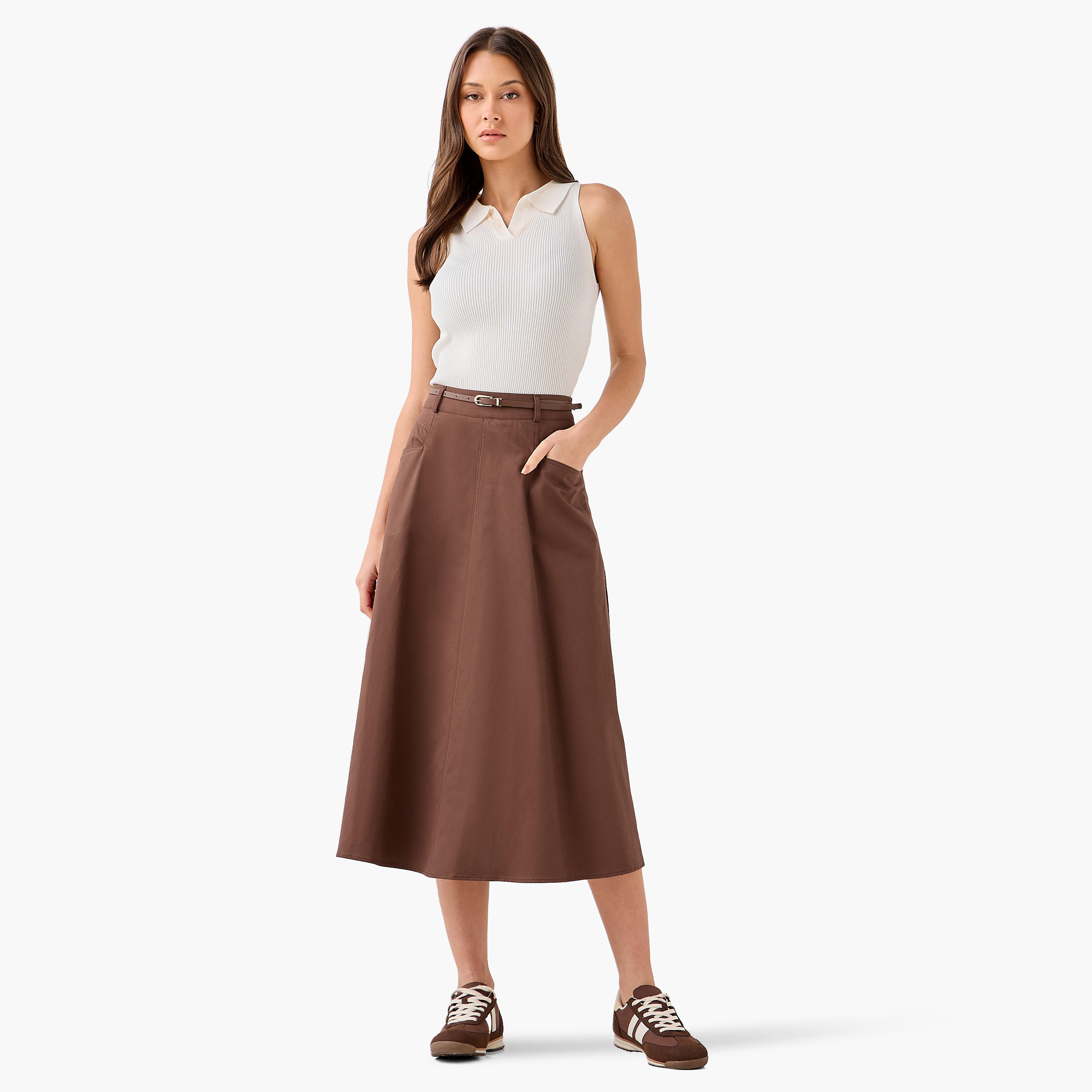تنورة ميدي قطن بحزام وجيوب-women-clothing-bottoms-skirts-image-4