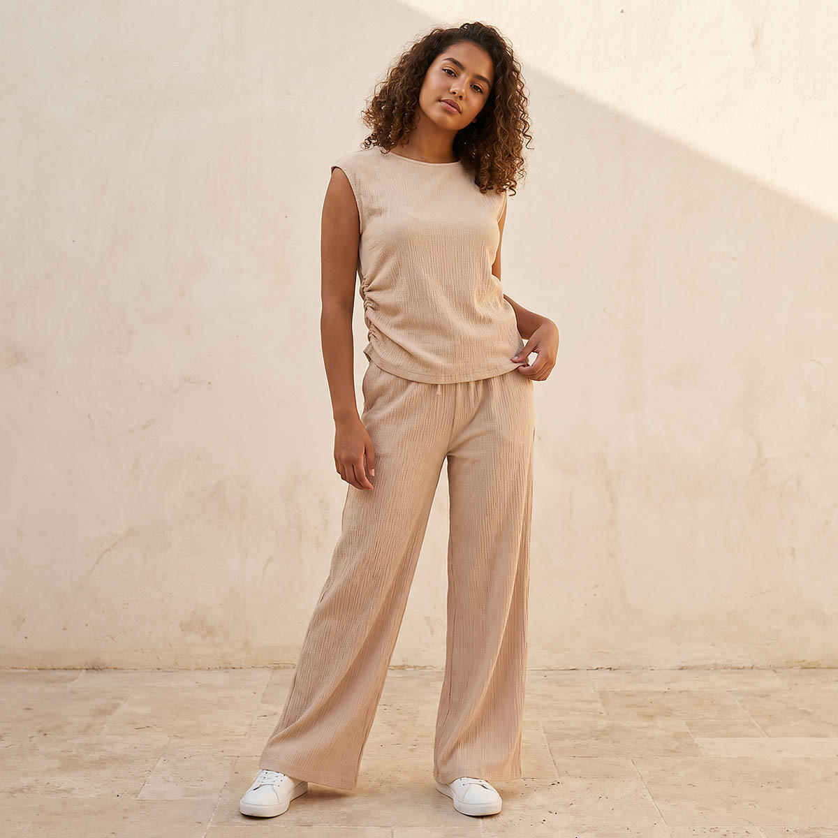 Regular Fit Ruched Top with Texture-women-clothing-shirtsandblouses-blouses-image-3