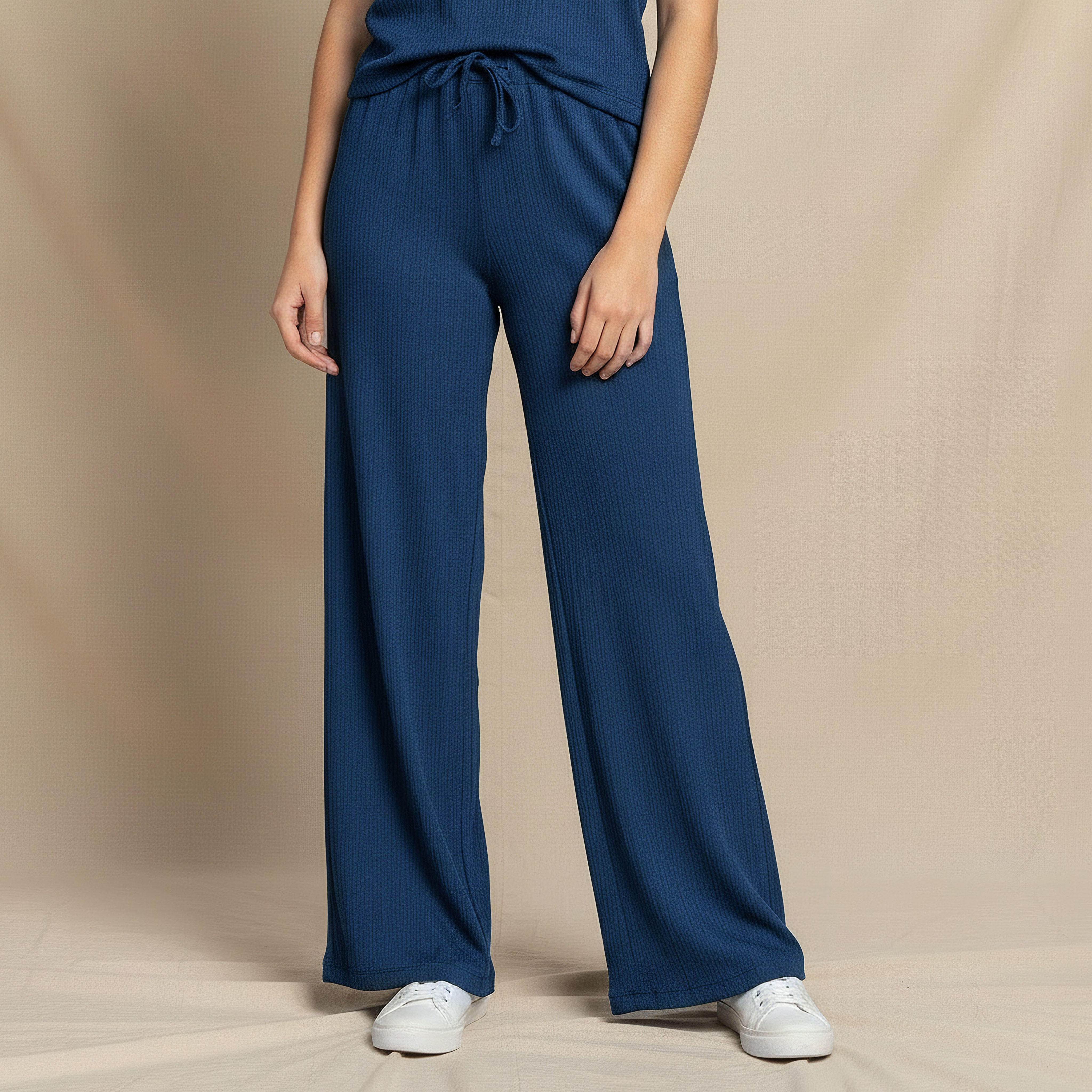 Full Length Pants with Textured Design-women-clothing-bottoms-trousers-image-1