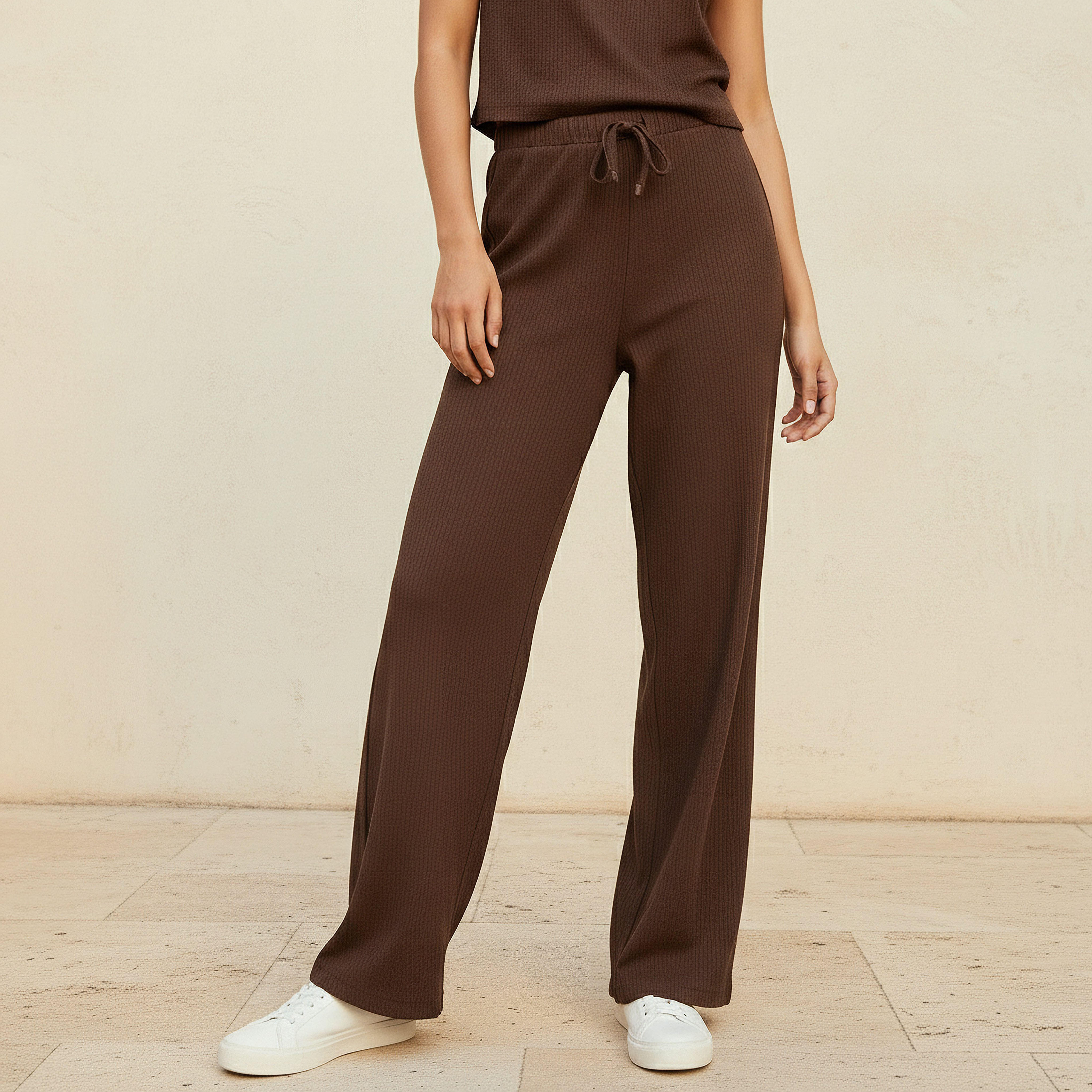Full Length Pants with Textured Design-women-clothing-bottoms-trousers-image-1