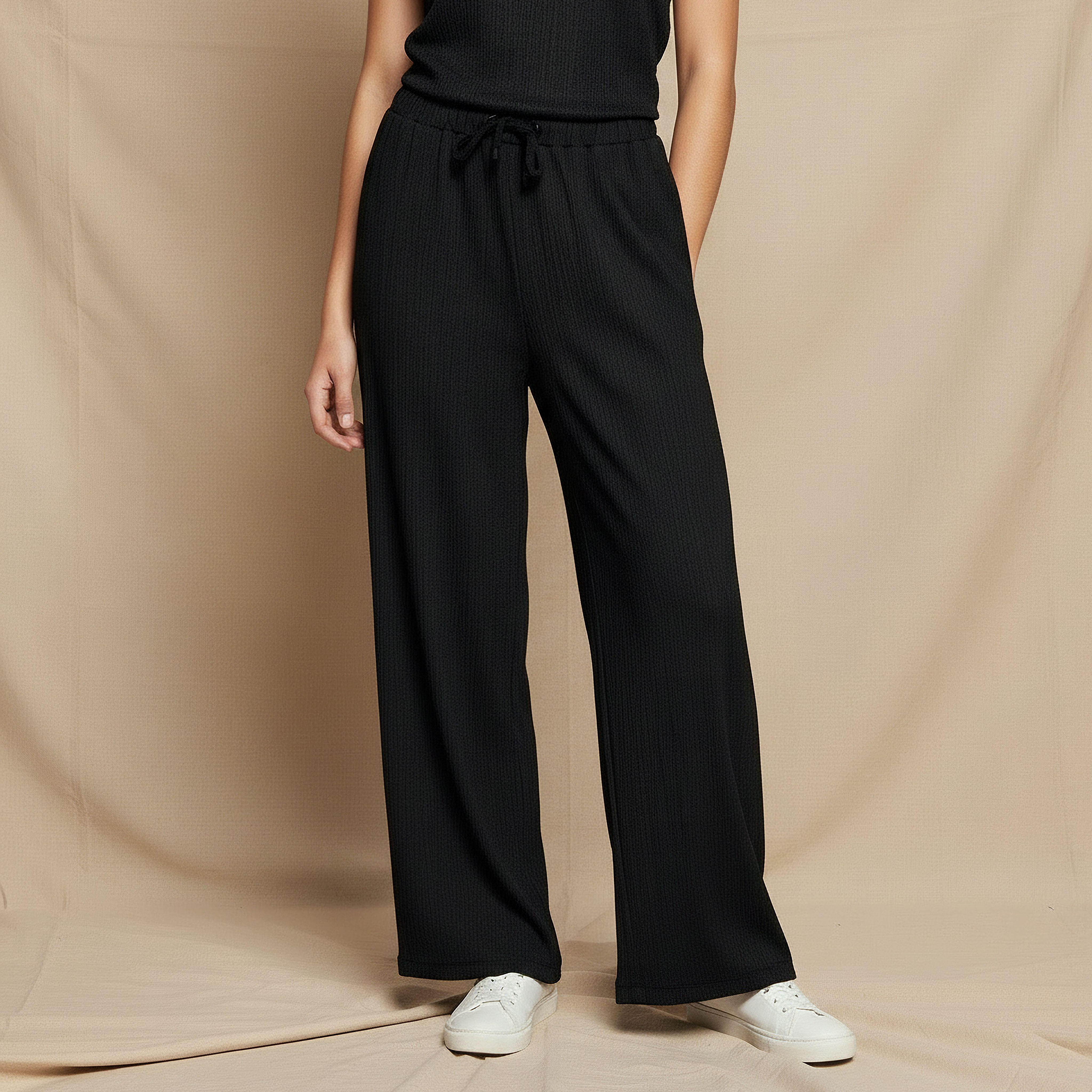 Full Length Pants with Textured Design-women-clothing-bottoms-trousers-image-1