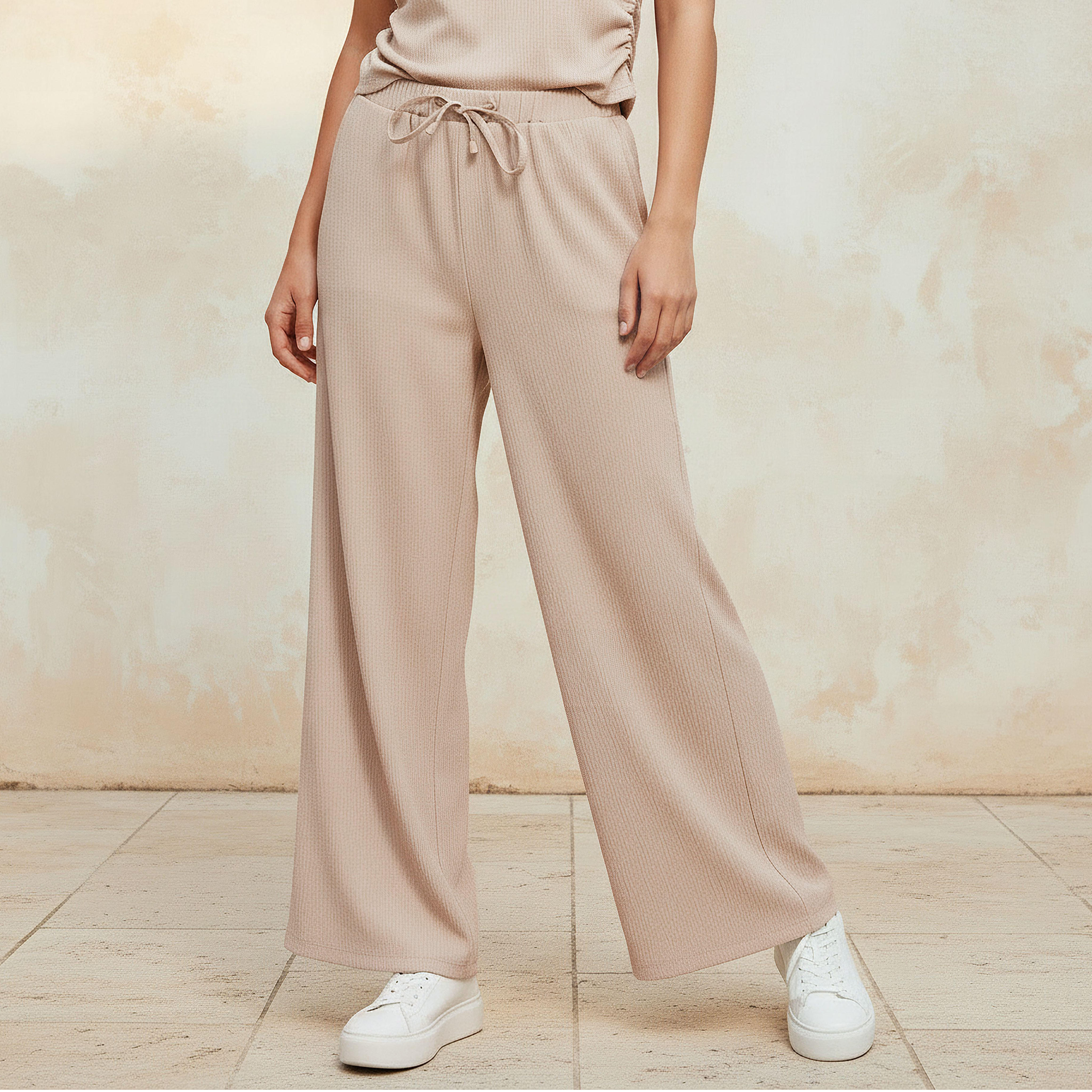 Full Length Pants with Textured Design-women-clothing-bottoms-trousers-image-1