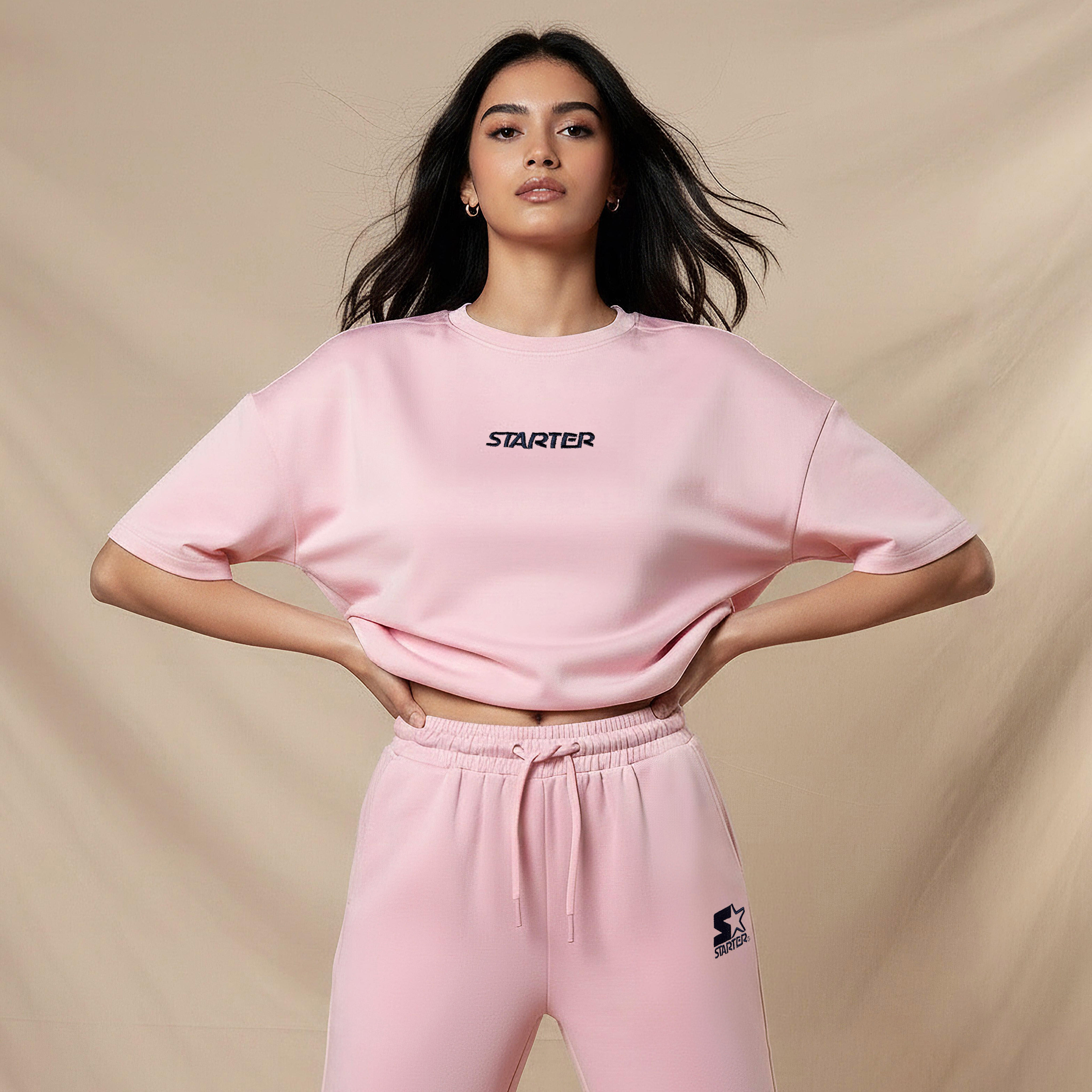 تيشيرت بقصة عادية وتطريز من ستارتر-women-clothing-coordsets-image-1
