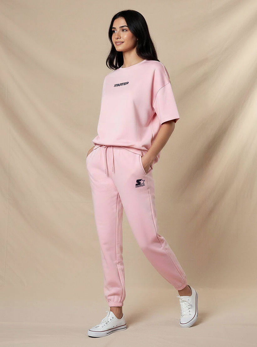 تيشيرت بقصة عادية وتطريز من ستارتر-women-clothing-coordsets-image-2