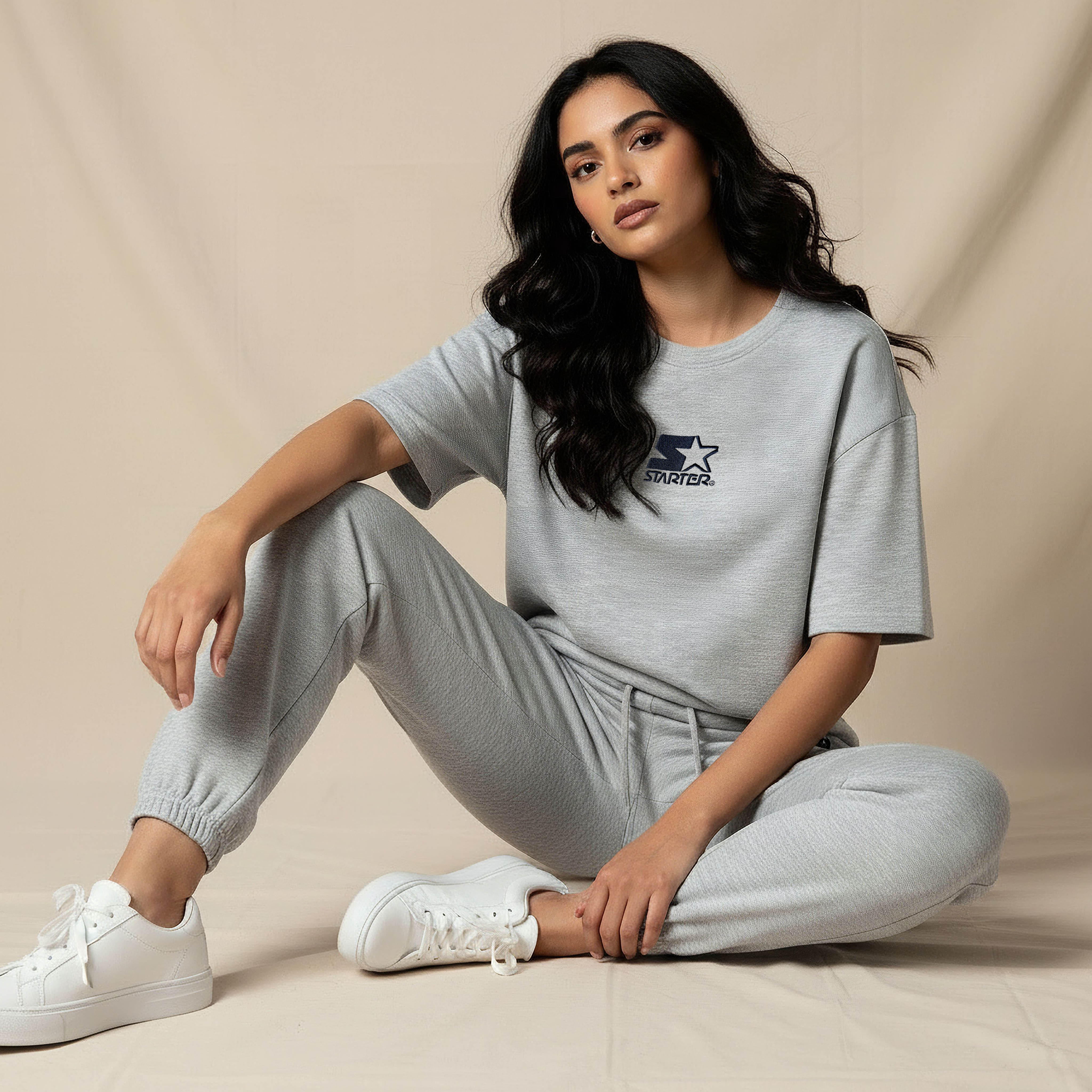 تيشيرت بقصة عادية وتطريز من ستارتر-women-clothing-coordsets-image-4