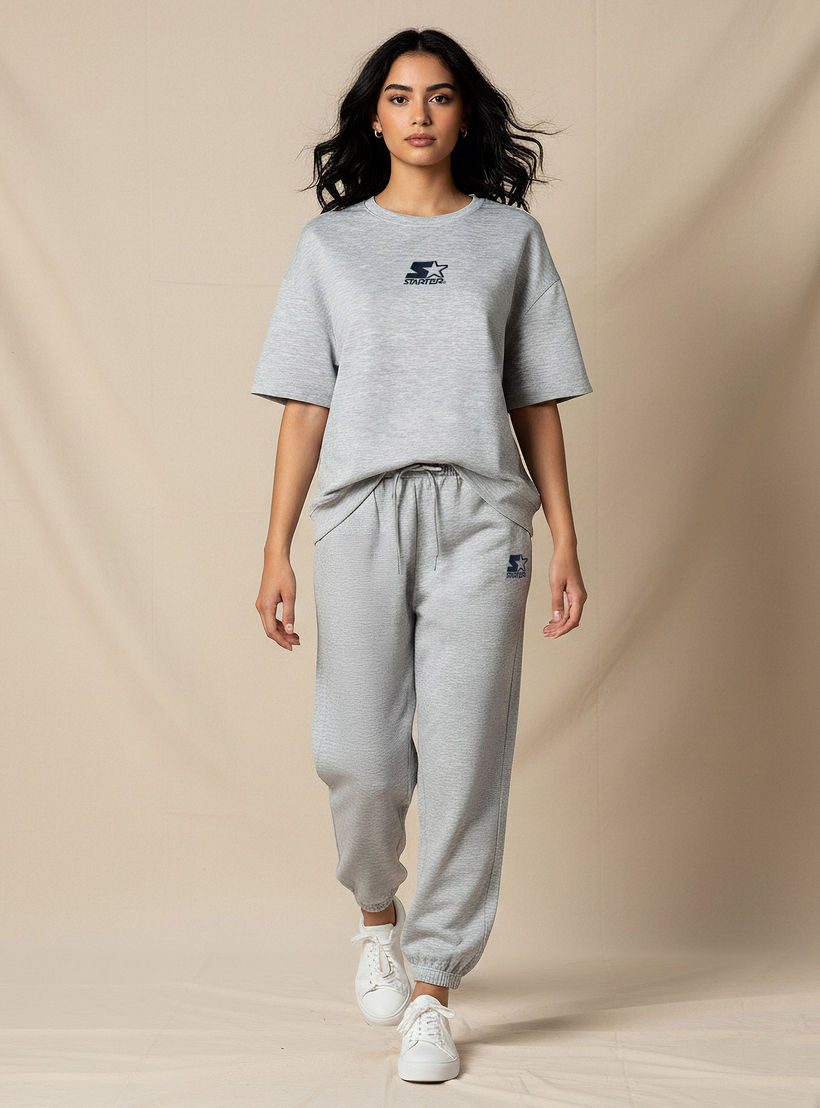 تيشيرت بقصة عادية وتطريز من ستارتر-women-clothing-coordsets-image-2