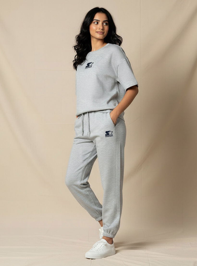 تيشيرت بقصة عادية وتطريز من ستارتر-women-clothing-coordsets-image-1