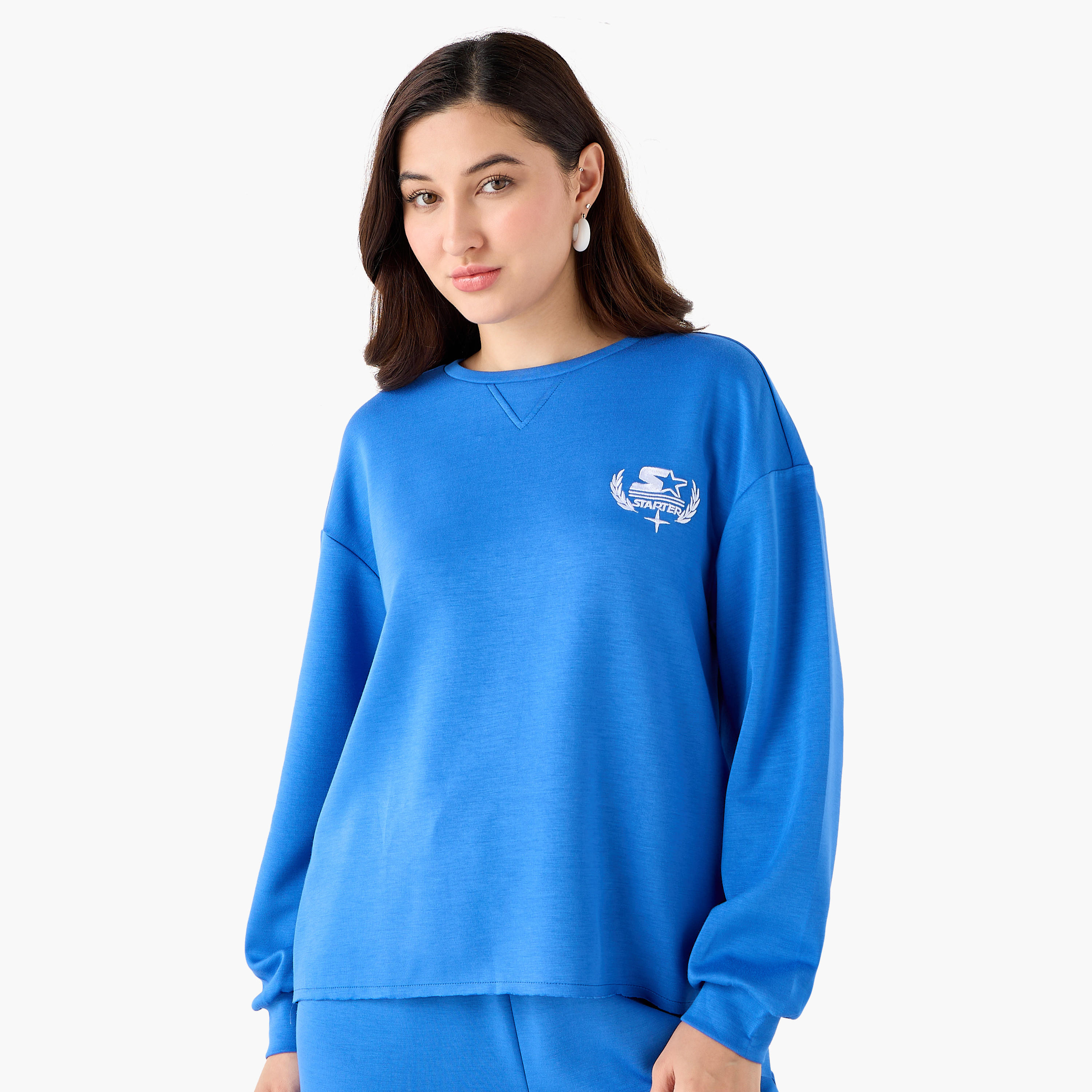 Starter Sweatshirt with Logo Embroidery-women-clothing-coordsets-image-2