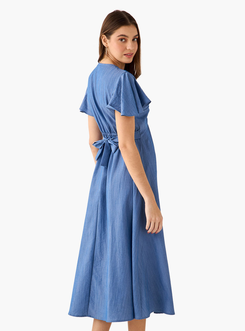 فستان ميدي إيه لاين ملفوف بأكمام آنجل-women-clothing-dresses-image-5