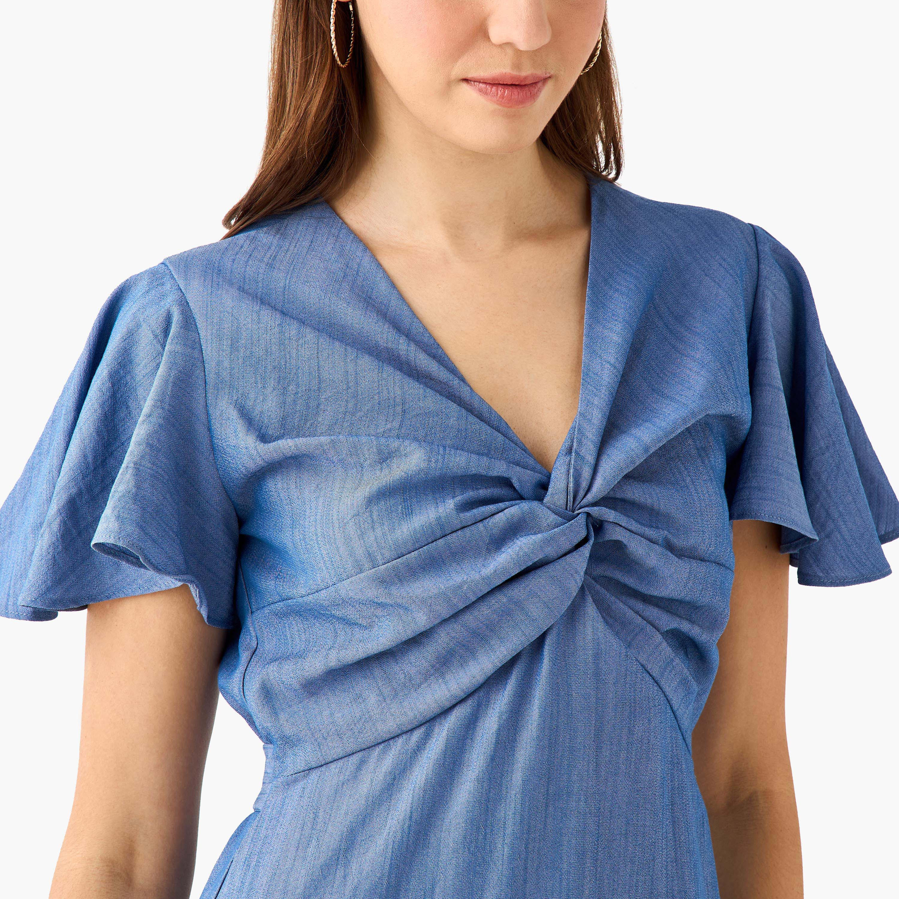 فستان ميدي إيه لاين ملفوف بأكمام آنجل-women-clothing-dresses-image-6
