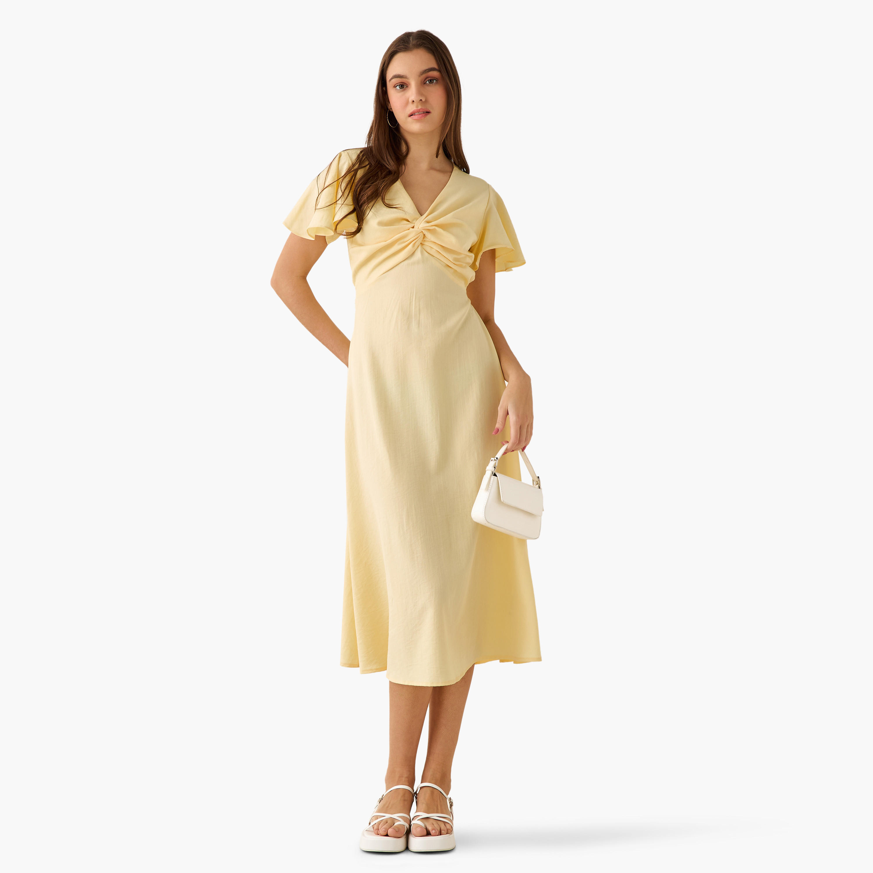 Twisted Midi A-Line Dress with Angel Sleeves-women-clothing-dresses-image-5