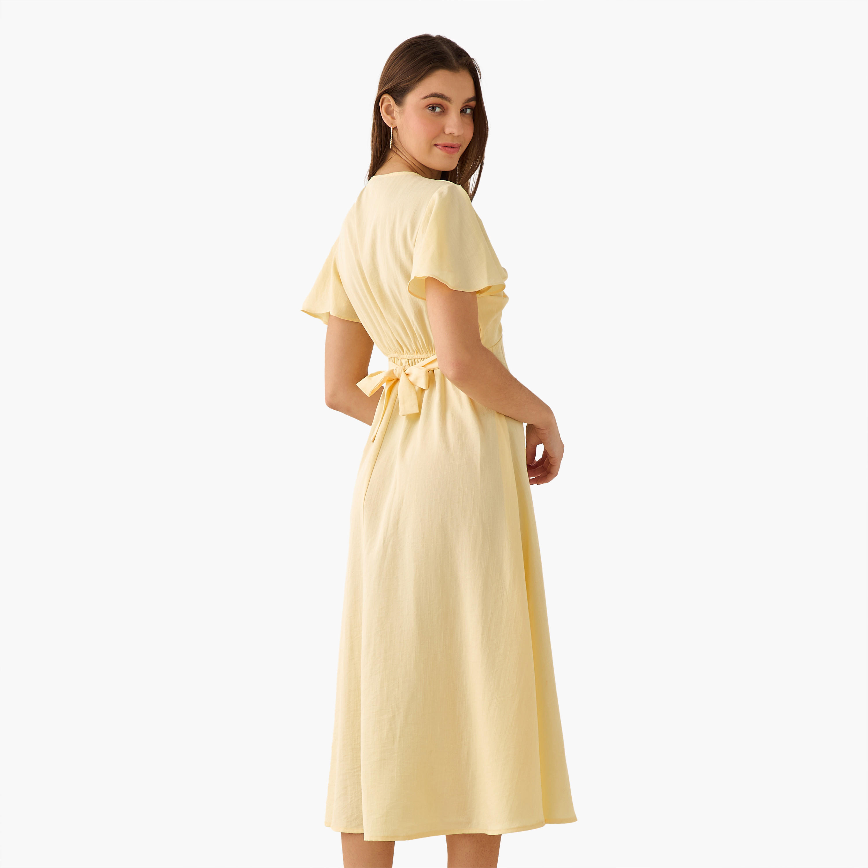 Twisted Midi A-Line Dress with Angel Sleeves-women-clothing-dresses-image-6