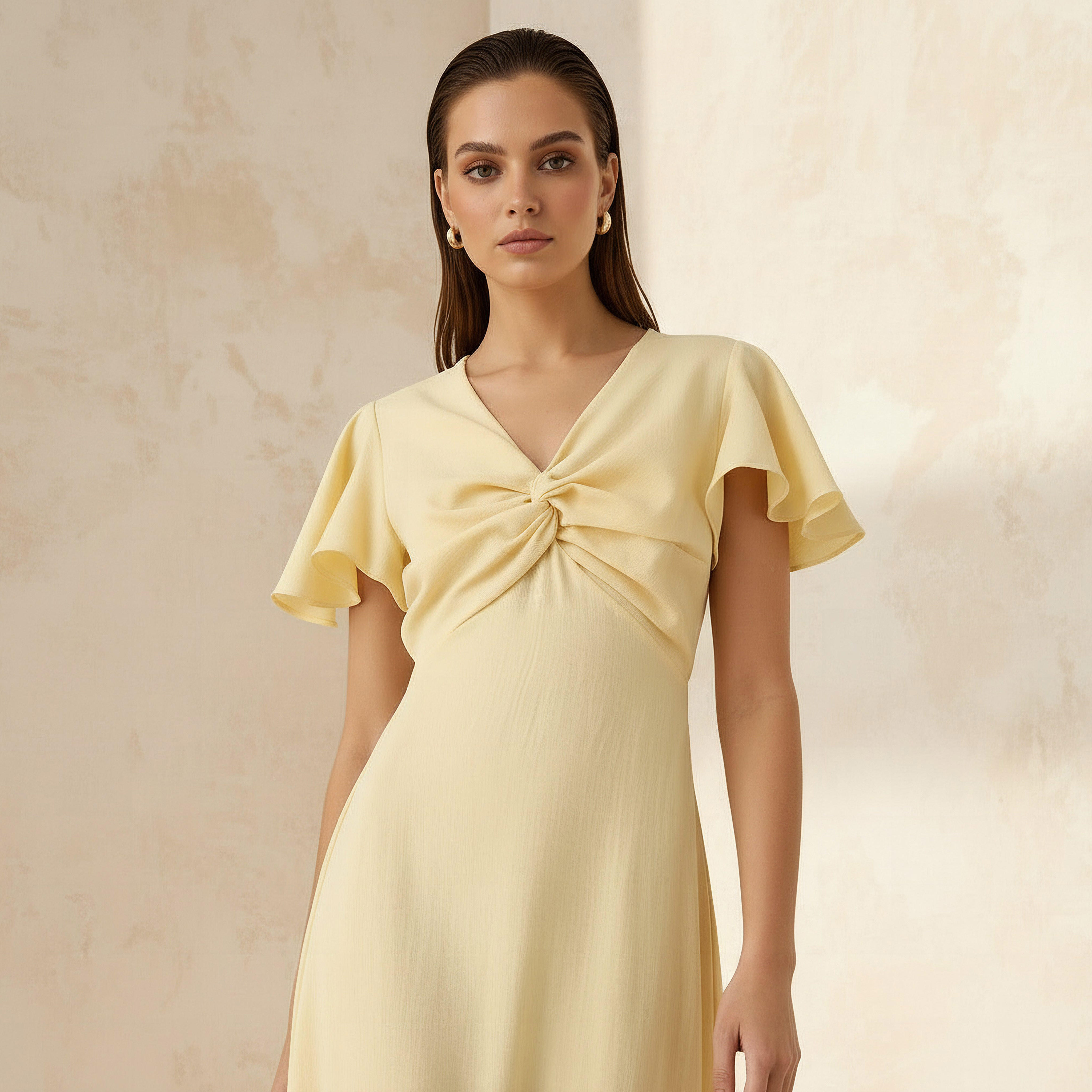 Twisted Midi A-Line Dress with Angel Sleeves-women-clothing-dresses-image-3