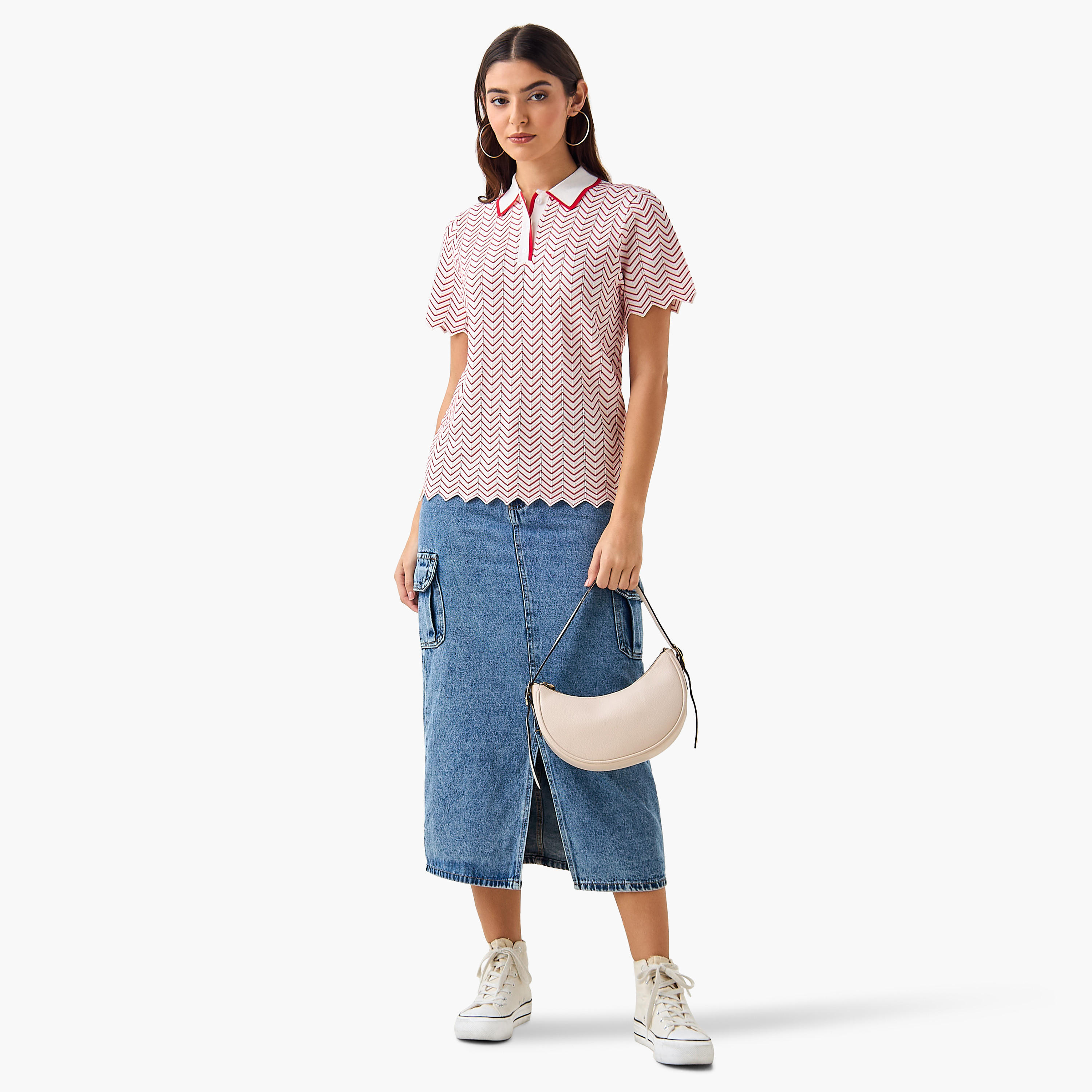 Polo T-shirt with Texture-women-clothing-tshirts-image-4