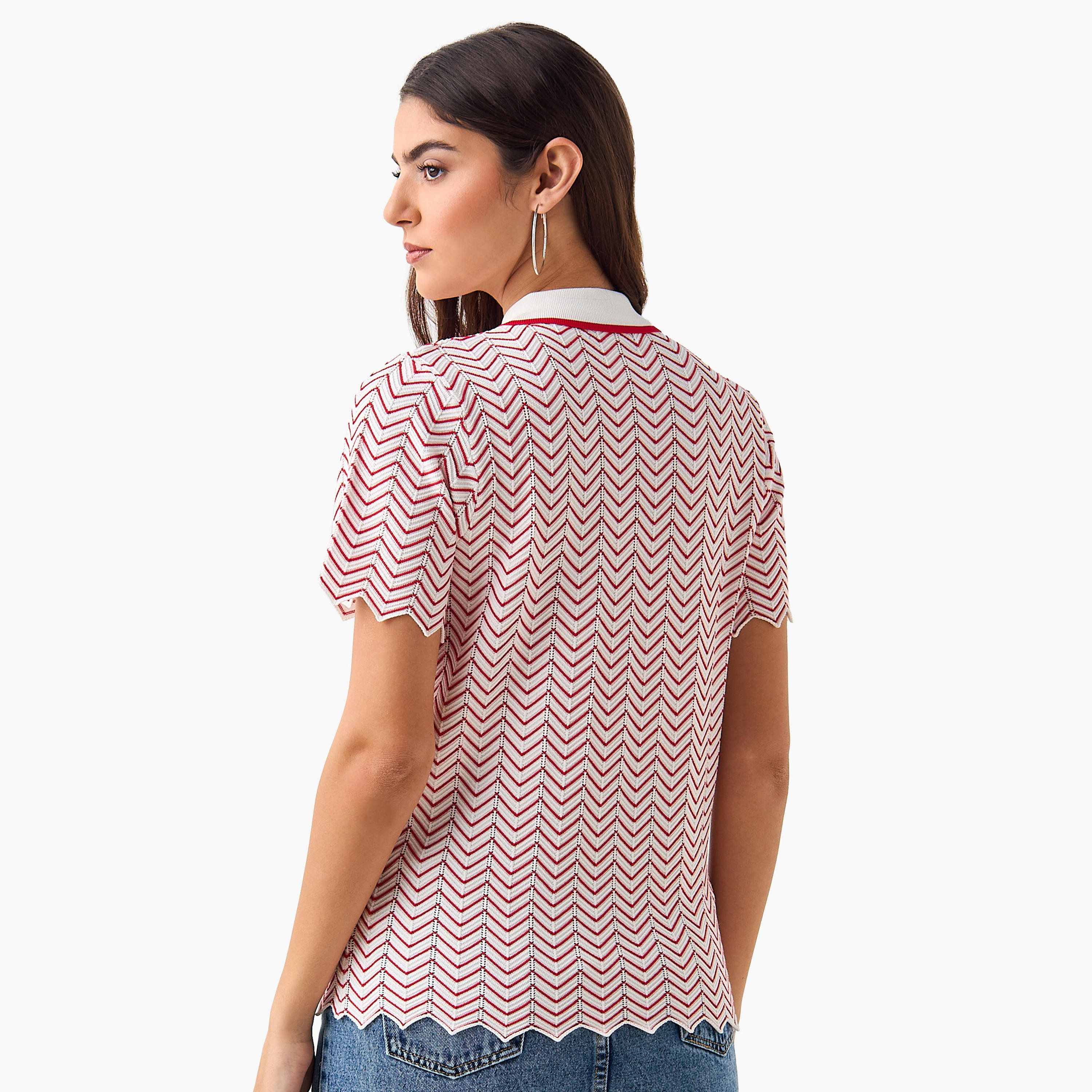 Polo T-shirt with Texture-women-clothing-tshirts-image-5