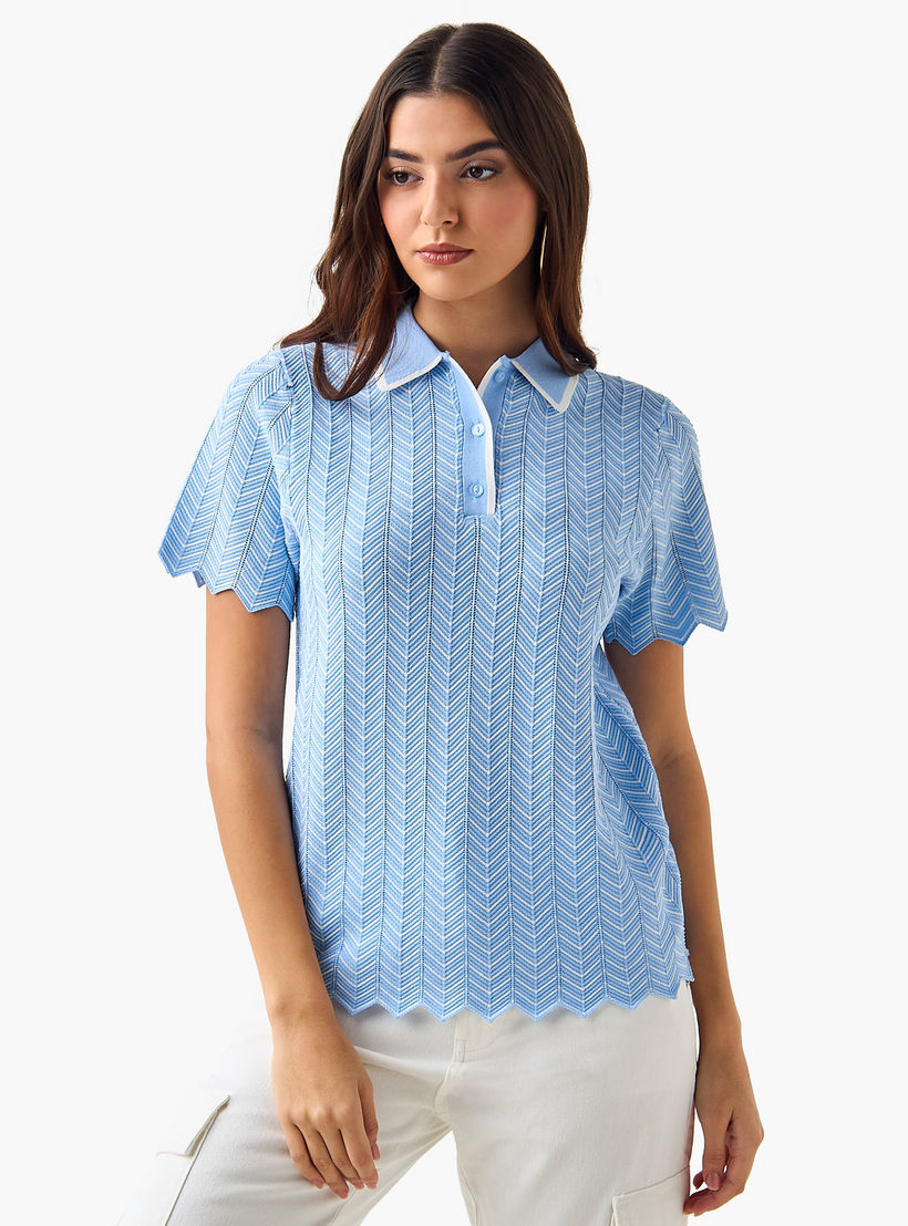 Polo T-shirt with Texture-women-clothing-tshirts-image-2