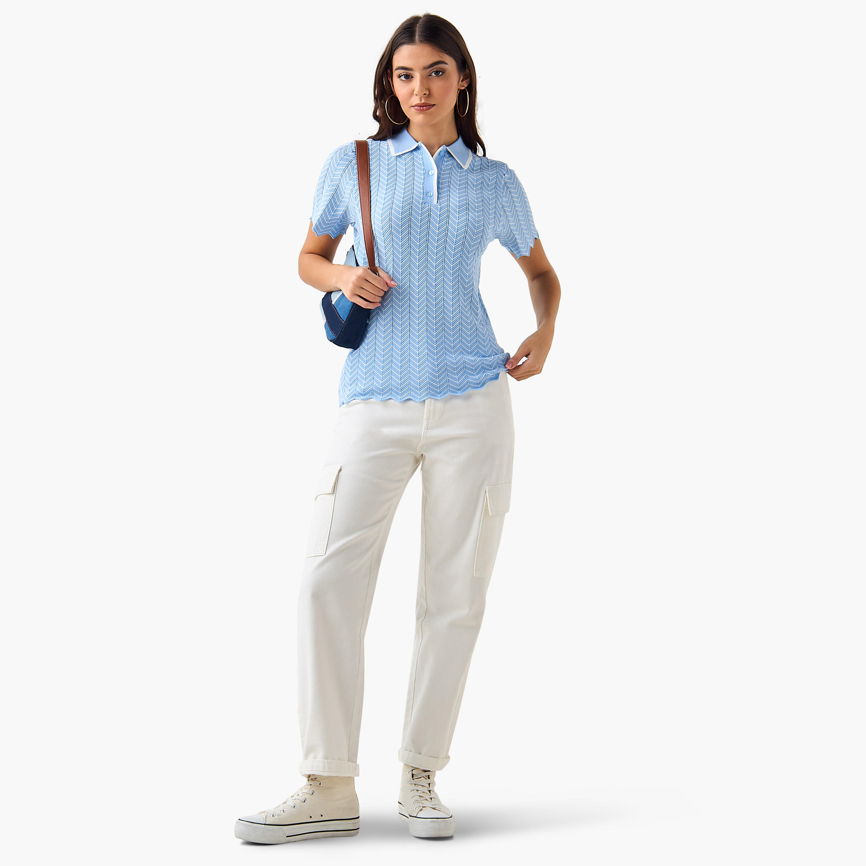 تيشيرت بولو بارز الملمس-women-clothing-tshirts-image-4