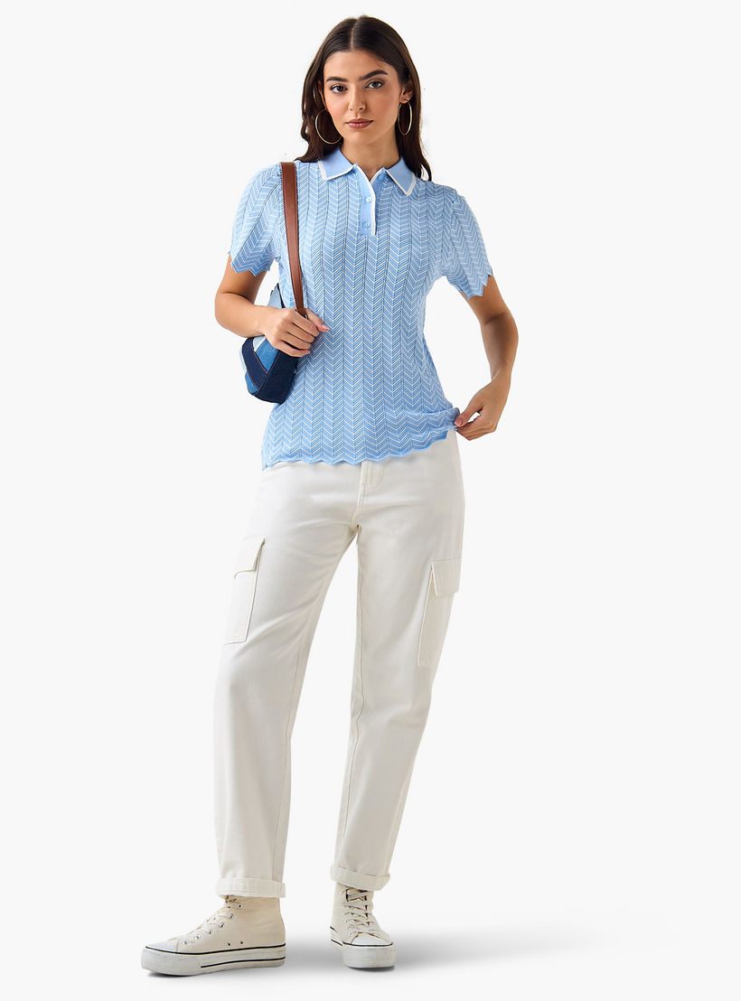 Polo T-shirt with Texture-women-clothing-tshirts-image-3