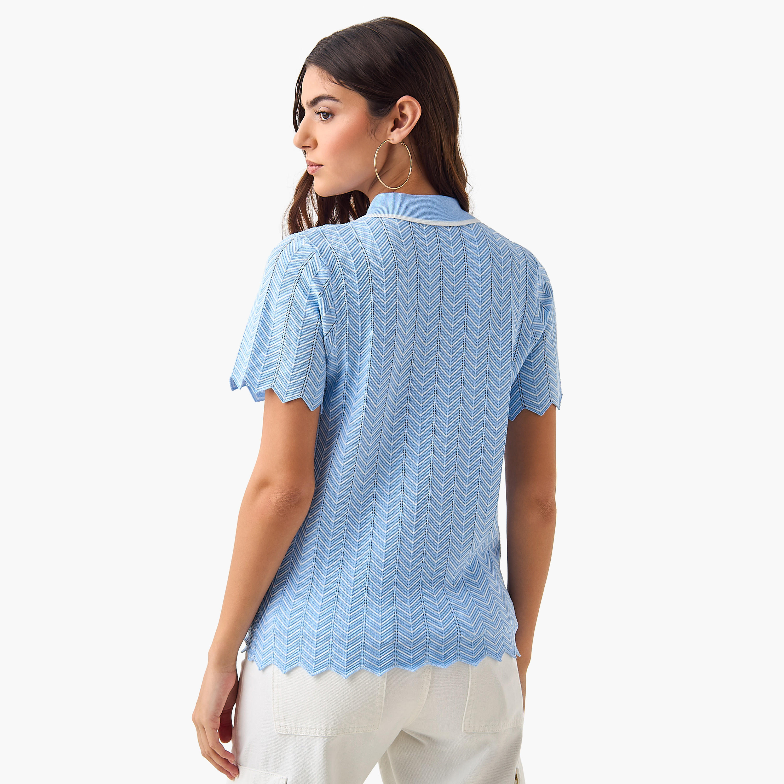 Polo T-shirt with Texture-women-clothing-tshirts-image-4