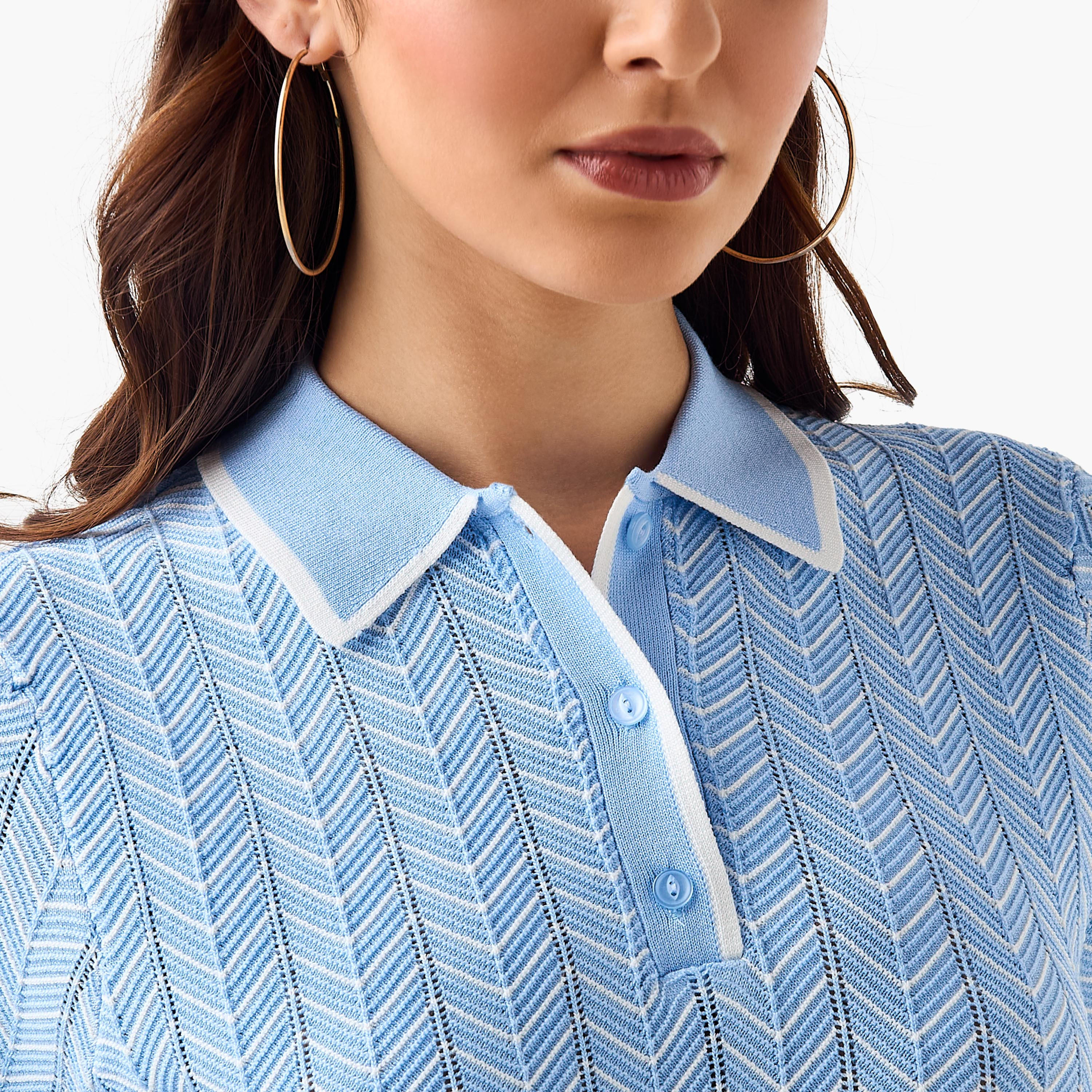 Polo T-shirt with Texture-women-clothing-tshirts-image-5