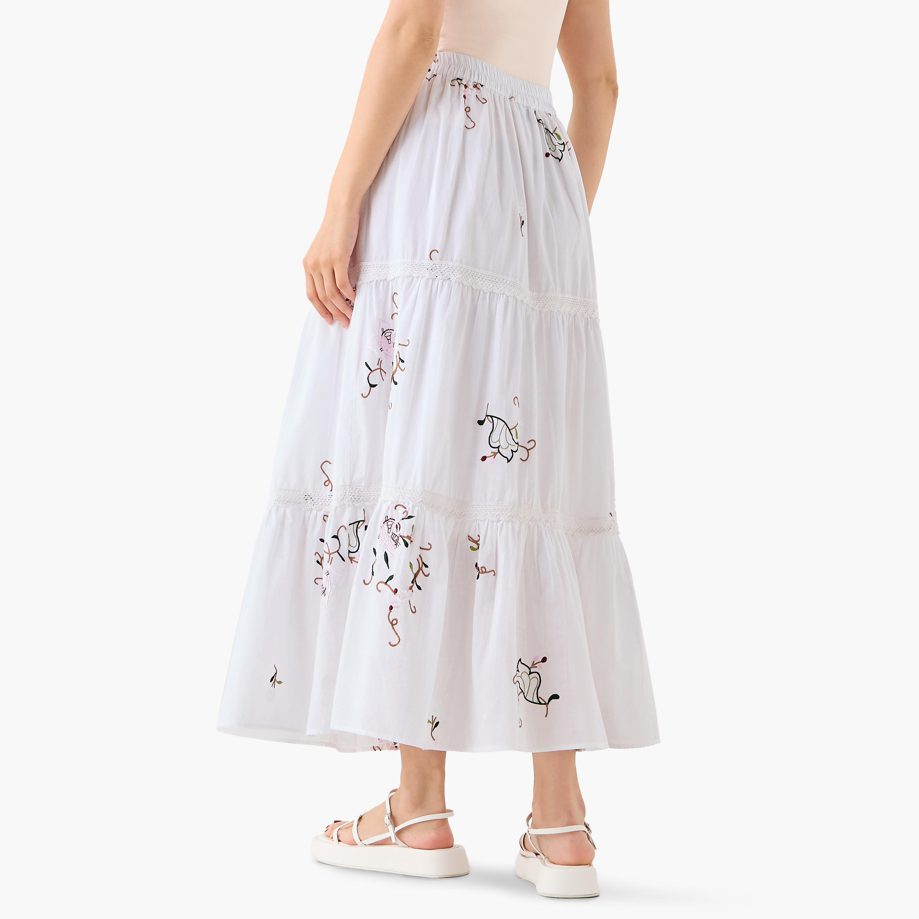 تنورة قطن ميدي بخصر نصف مطاطي-women-clothing-bottoms-skirts-image-6