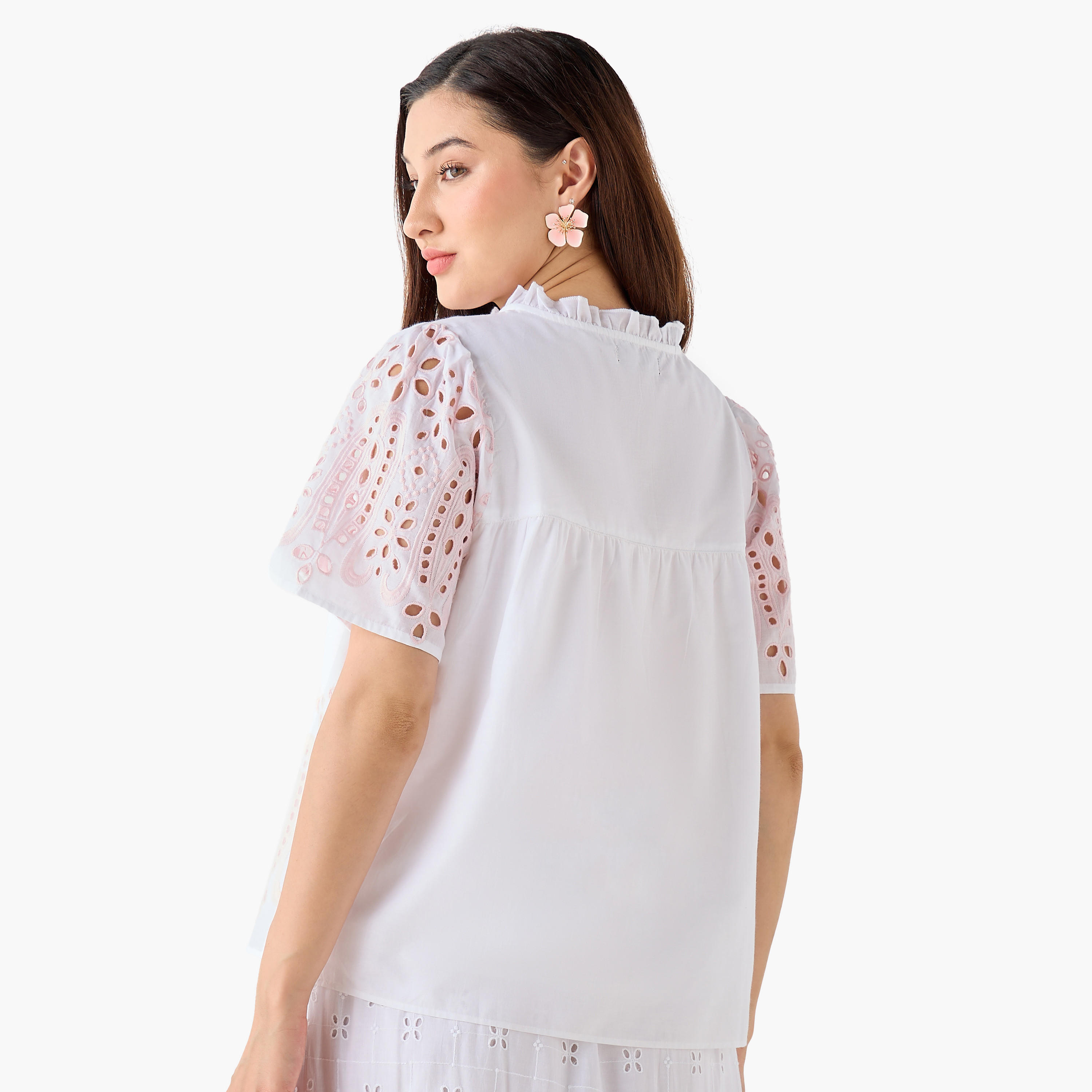 Cotton Schiffli Top with Tie-Ups-women-clothing-shirtsandblouses-blouses-image-6