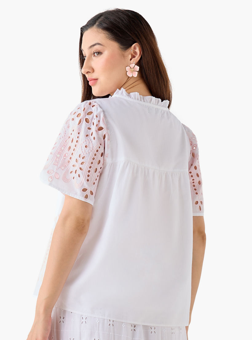 Cotton Schiffli Top with Tie-Ups-women-clothing-shirtsandblouses-blouses-image-6