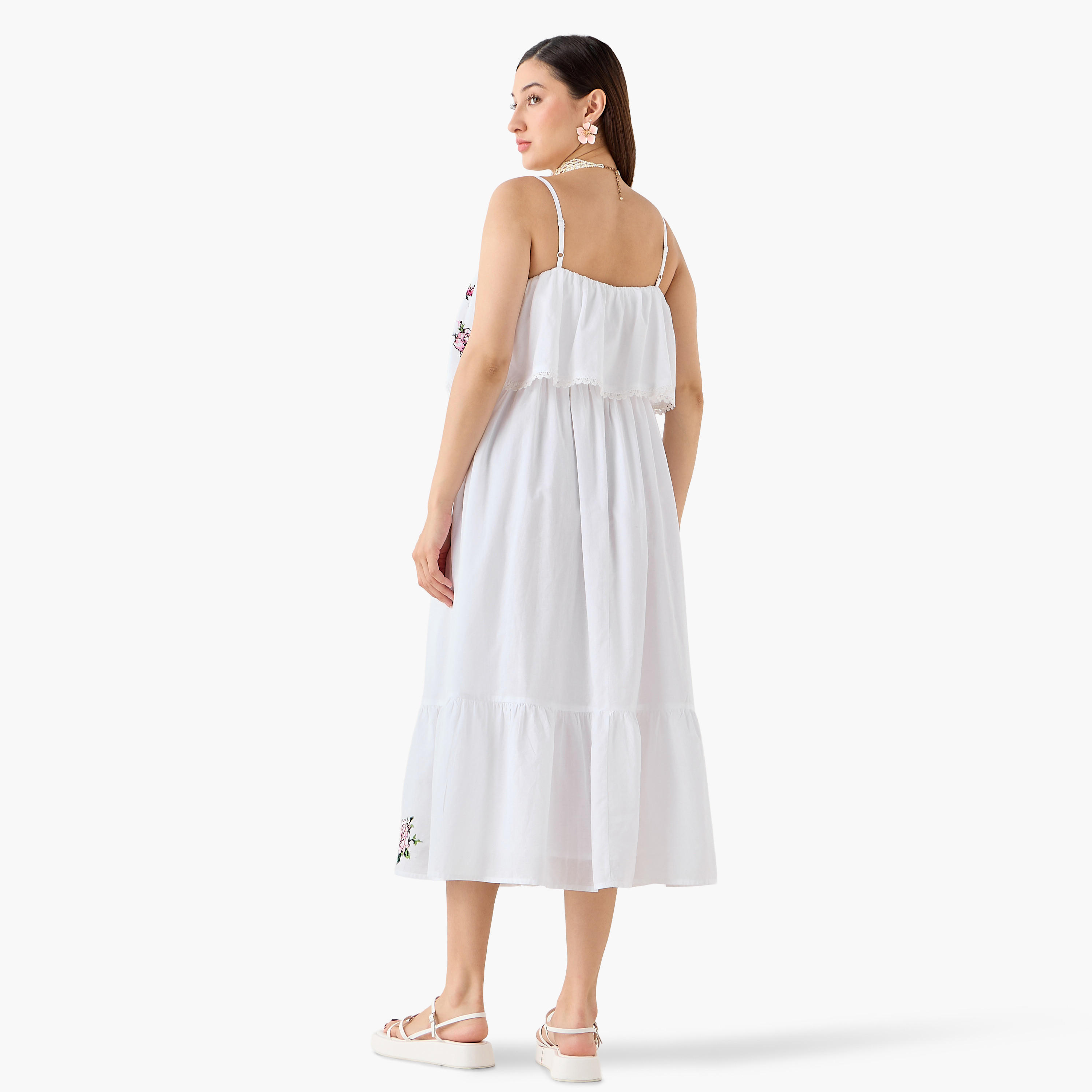 A-line Strappy Cotton Dress with Floral Embroidery-women-clothing-dresses-image-5