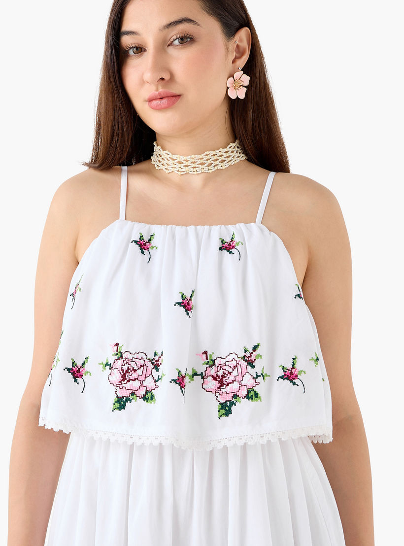 A-line Strappy Cotton Dress with Floral Embroidery-women-clothing-dresses-image-7