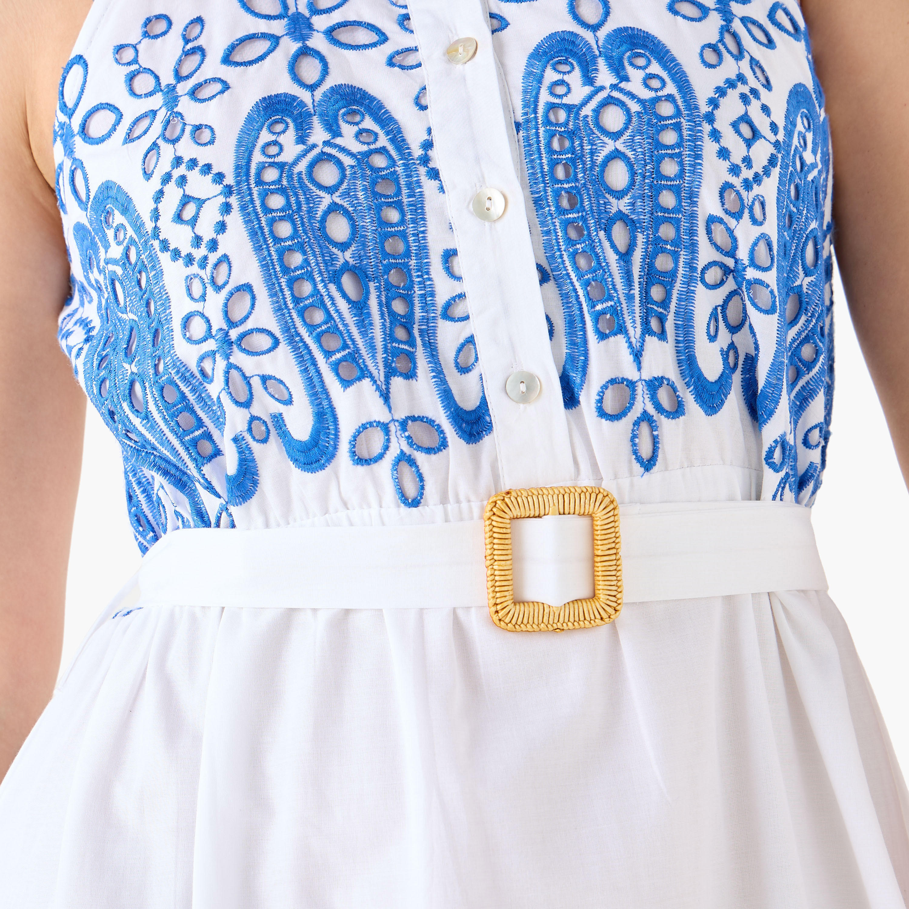 A-line Women Dress with Schiffli Embroidery Cotton-women-clothing-dresses-image-2