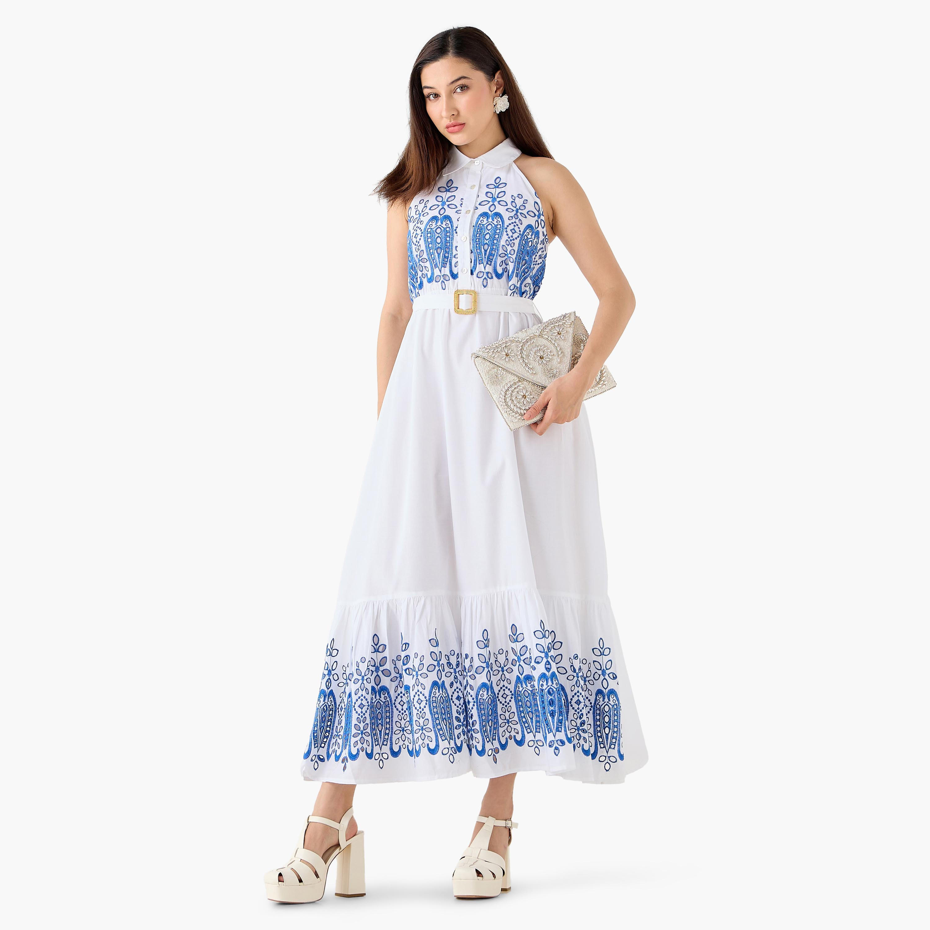 A-line Women Dress with Schiffli Embroidery Cotton-women-clothing-dresses-image-4