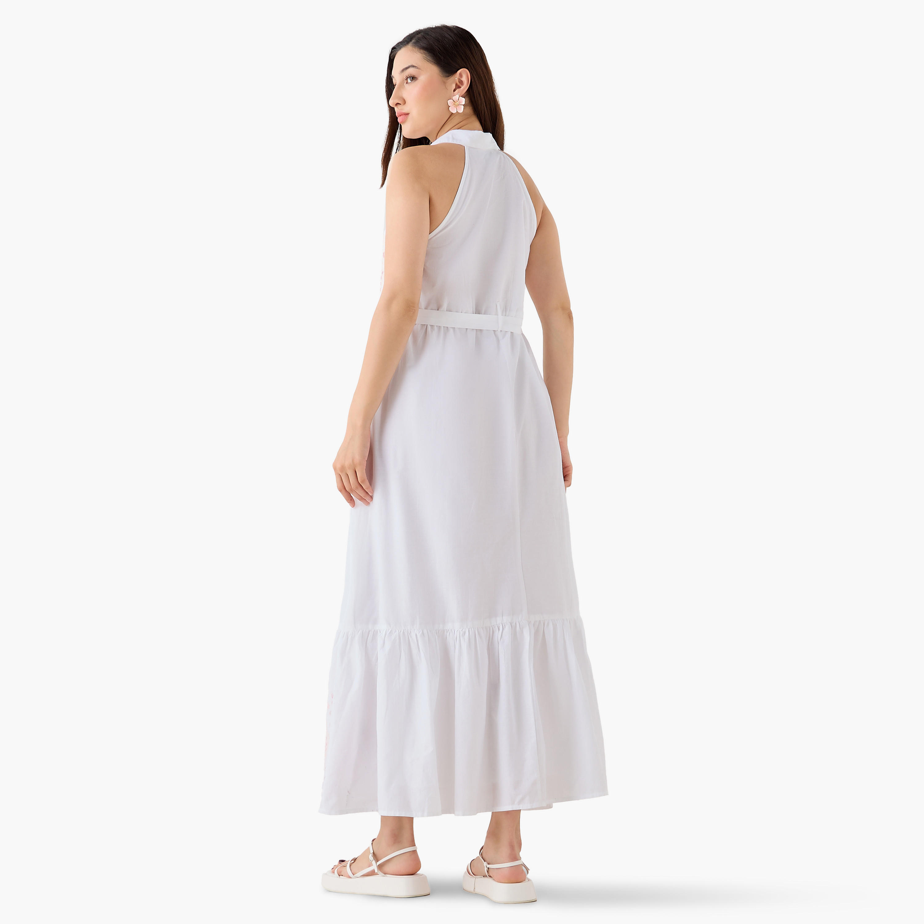 فستان قطن بقصة إيه لاين مع تطريز شيفلي للنساء-women-clothing-dresses-image-5