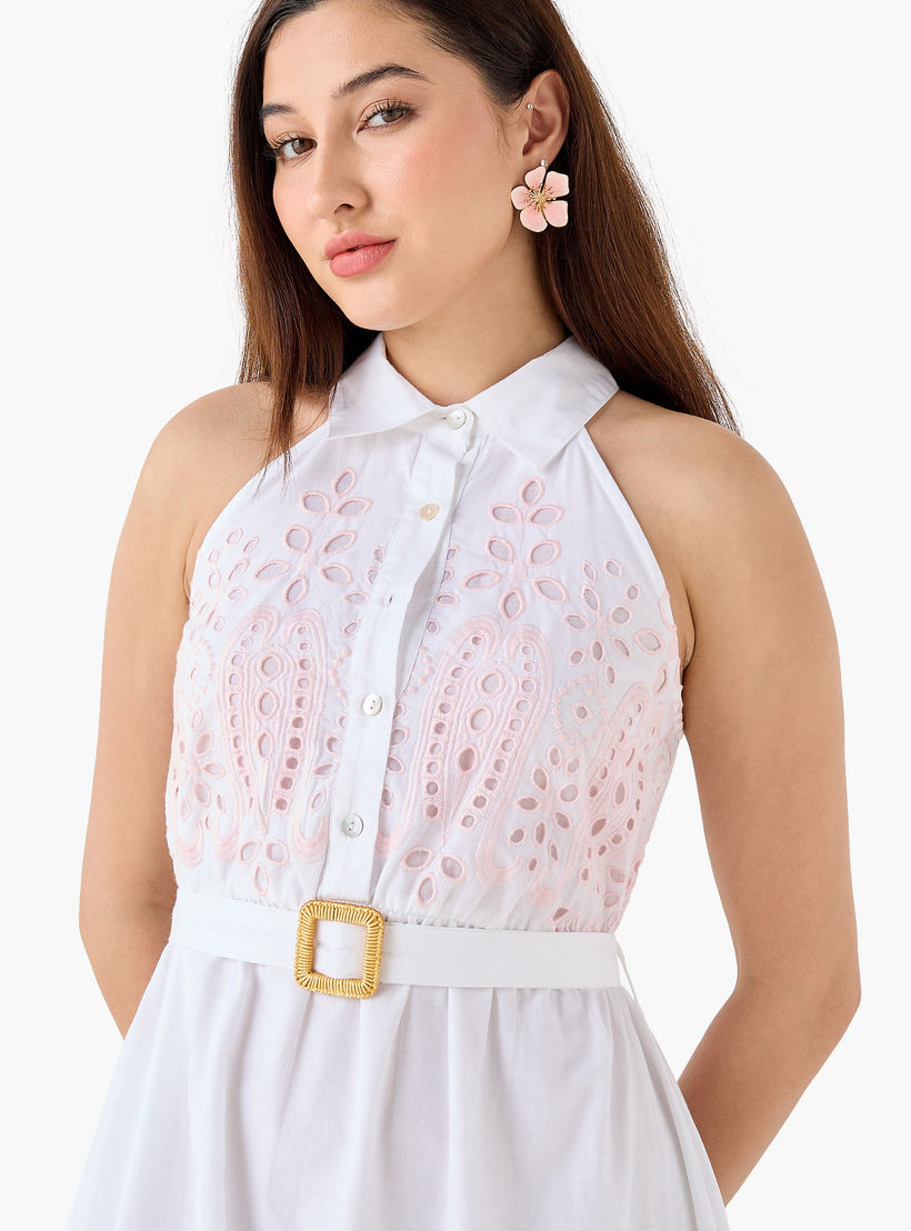 فستان قطن بقصة إيه لاين مع تطريز شيفلي للنساء-women-clothing-dresses-image-6