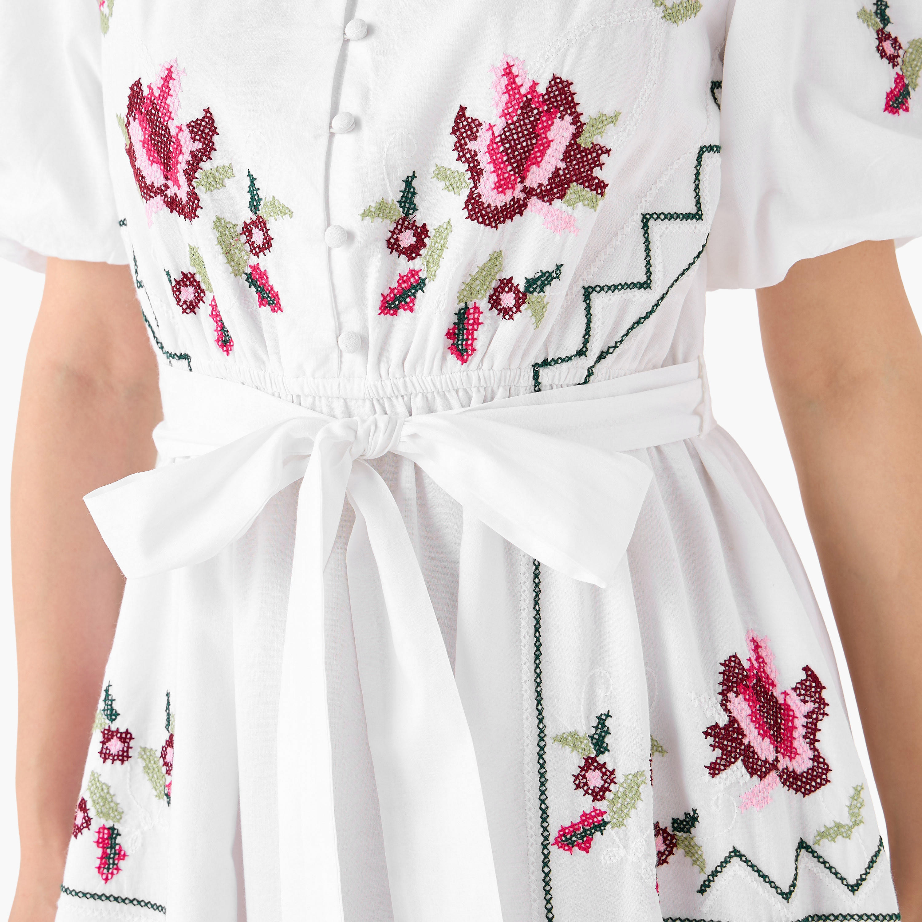 A-line Floral Embroidered Cotton Maxi Dress-women-clothing-dresses-image-4