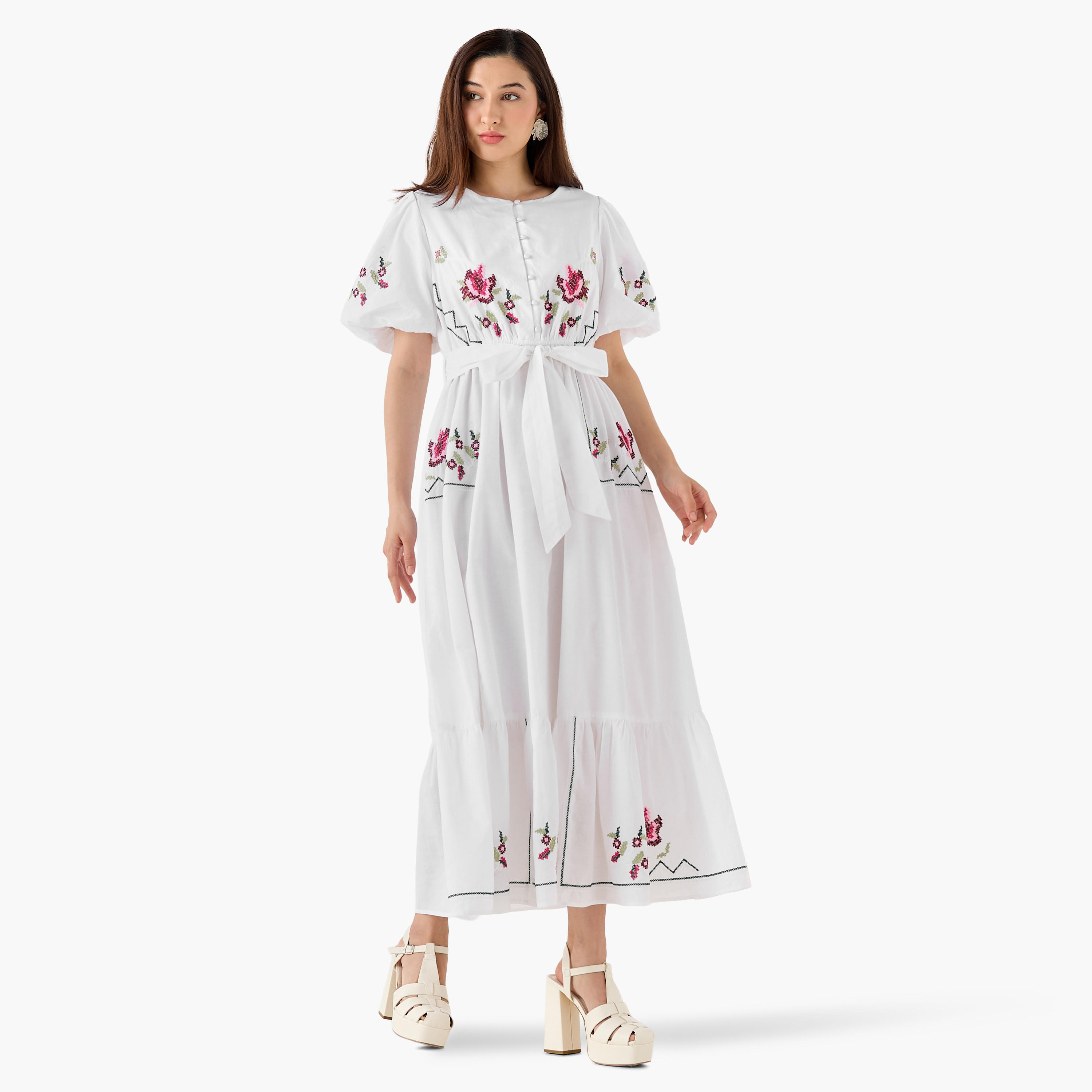 A-line Floral Embroidered Cotton Maxi Dress-women-clothing-dresses-image-2
