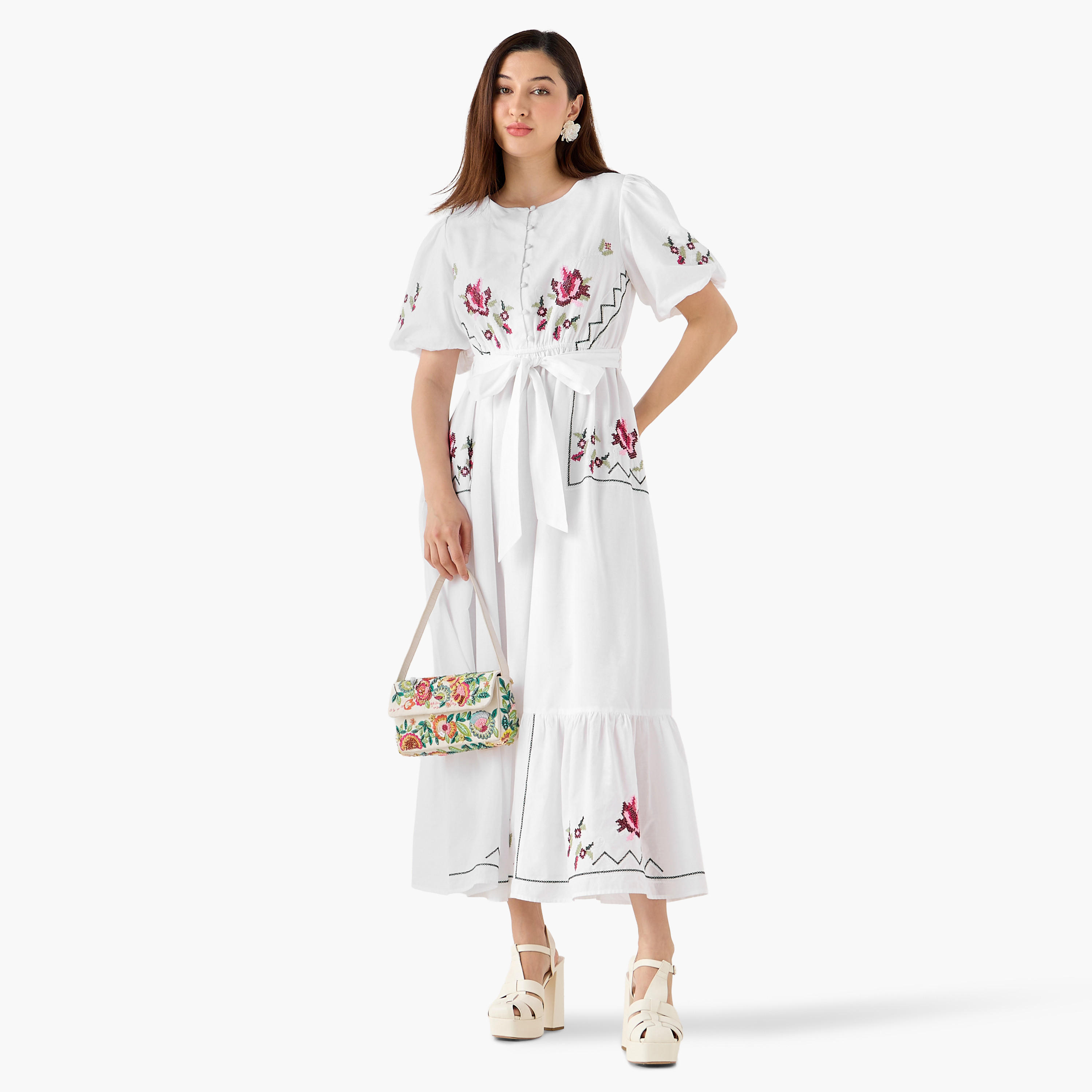 A-line Floral Embroidered Cotton Maxi Dress-women-clothing-dresses-image-3